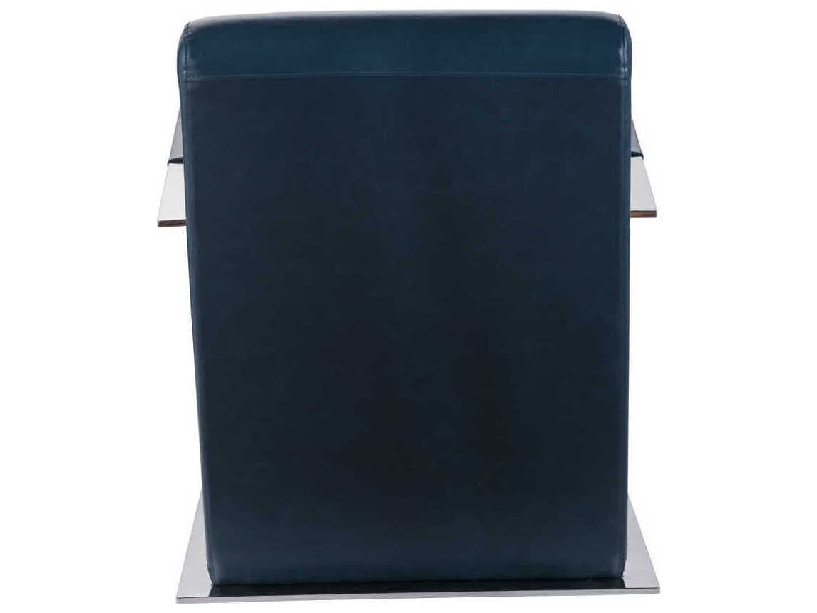 Pasargad Home Luxe Blue Faux Leather Accent Chair