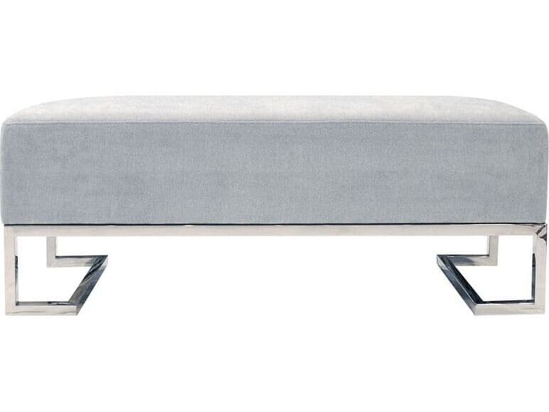 Pasargad Home Luxe Blue Chrome Upholstered Accent Bench