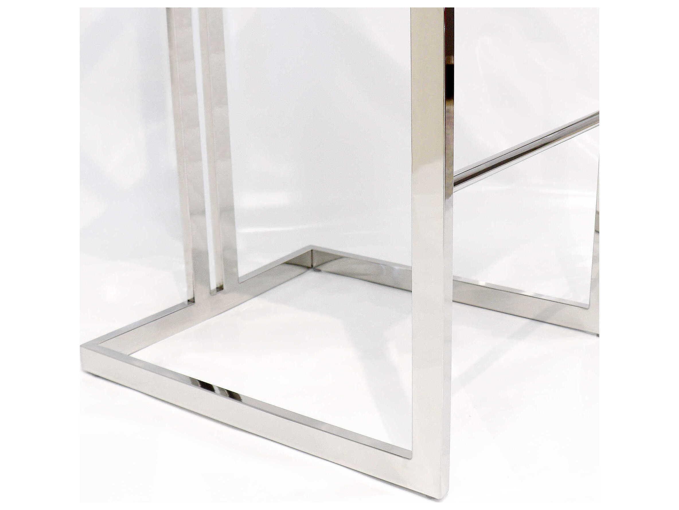 Pasargad Home Luxe Grey Chrome Faux Leather Bar Stool