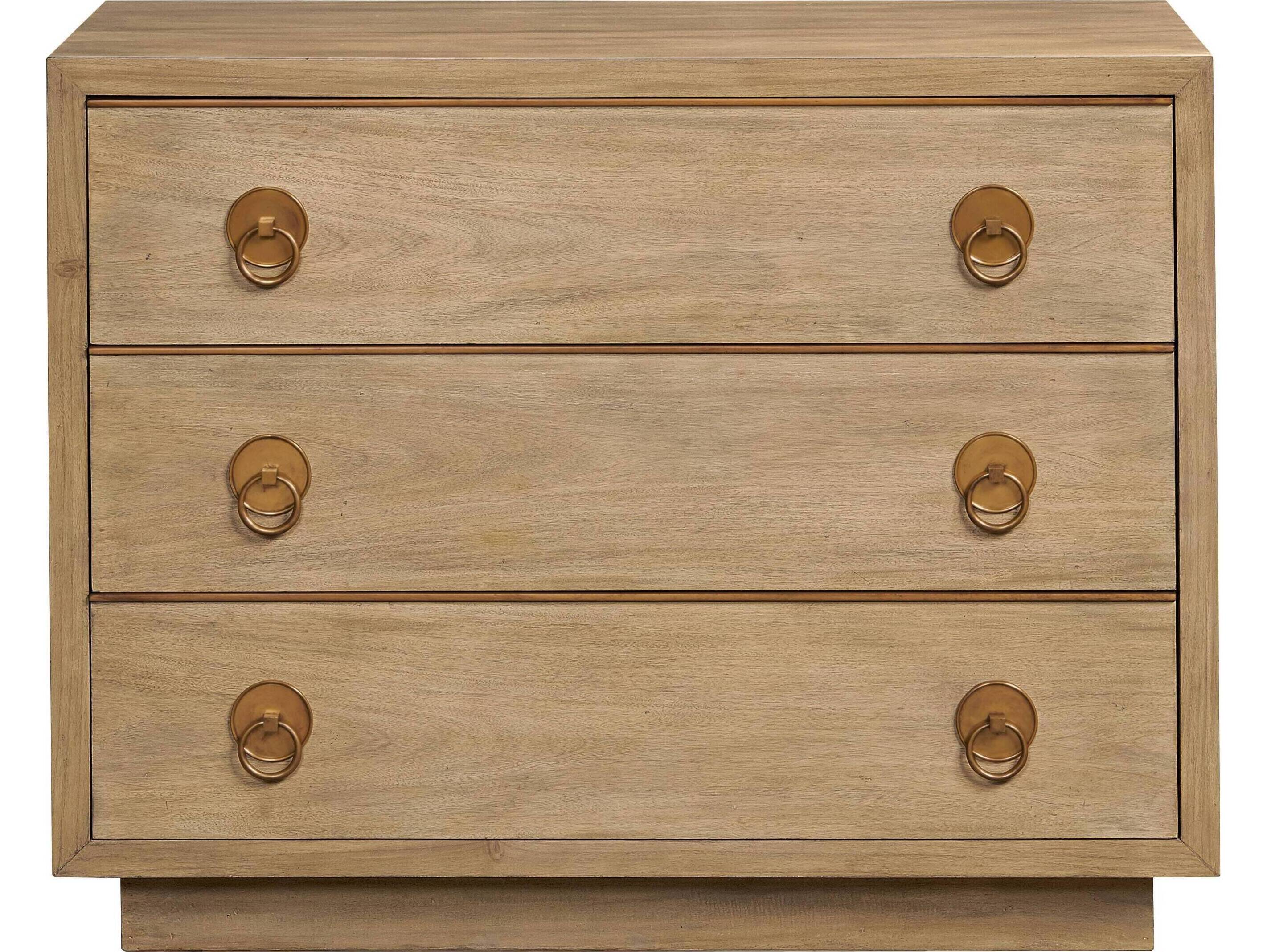 Port Eliot 3-Drawers Brown Nightstand