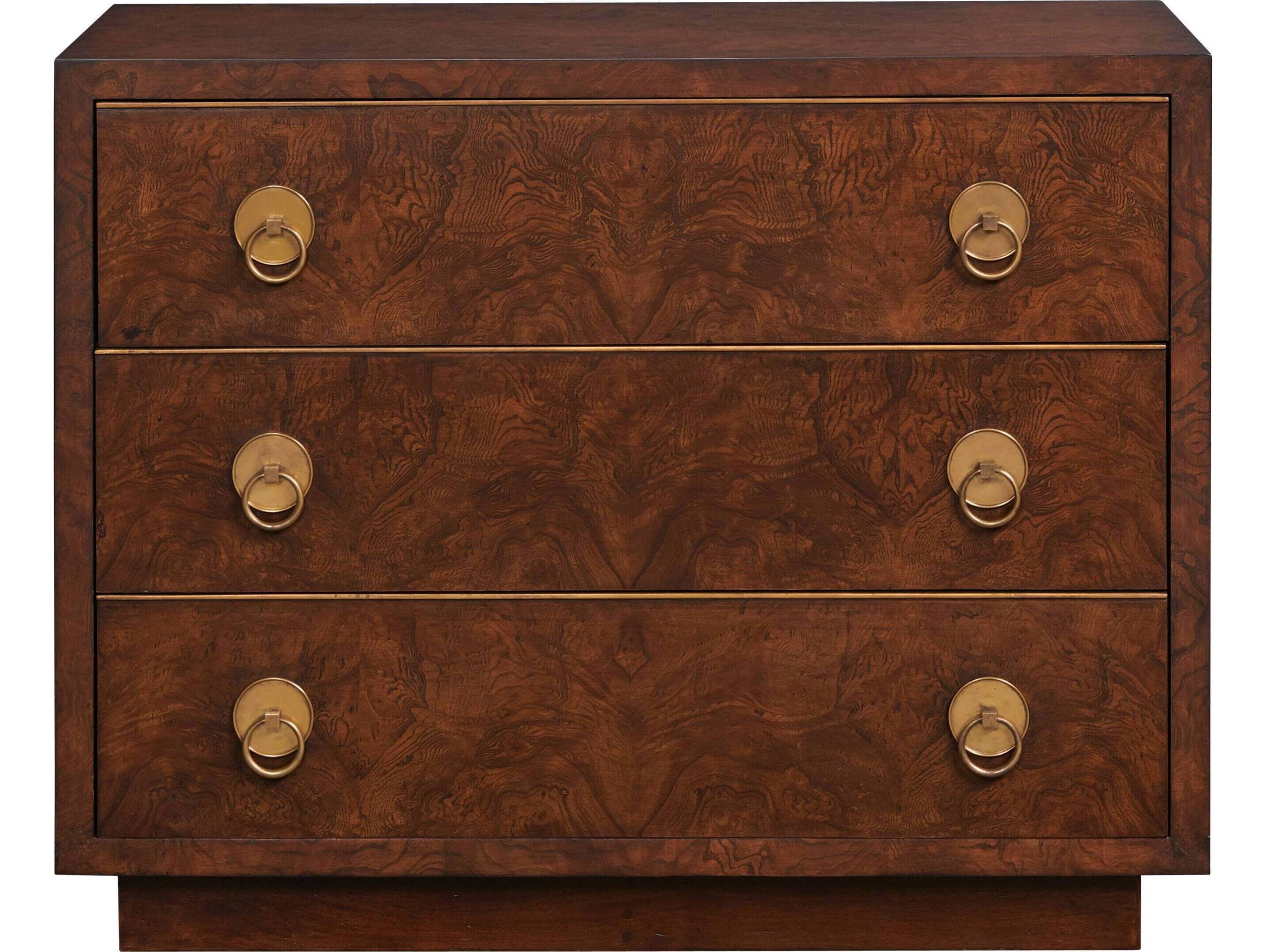 Port Eliot 3-Drawers Brown Mahogany Wood Nightstand