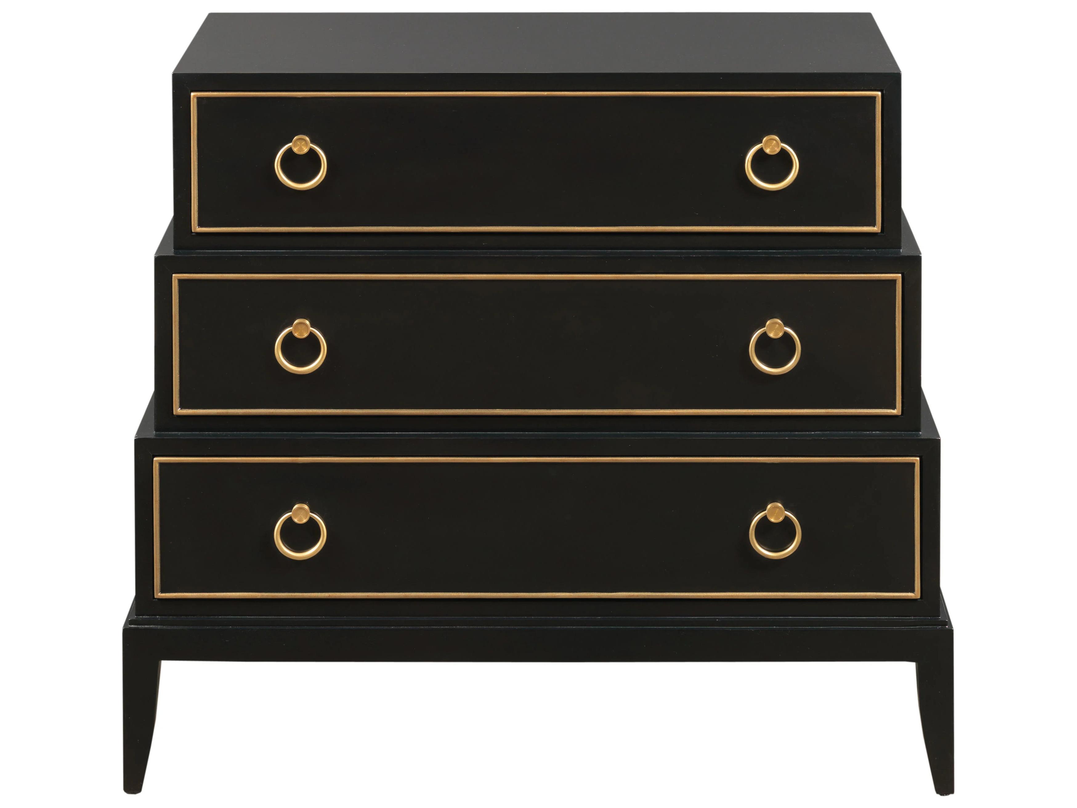 Port Eliot Black Sheen Walnut Wood Accent Chest