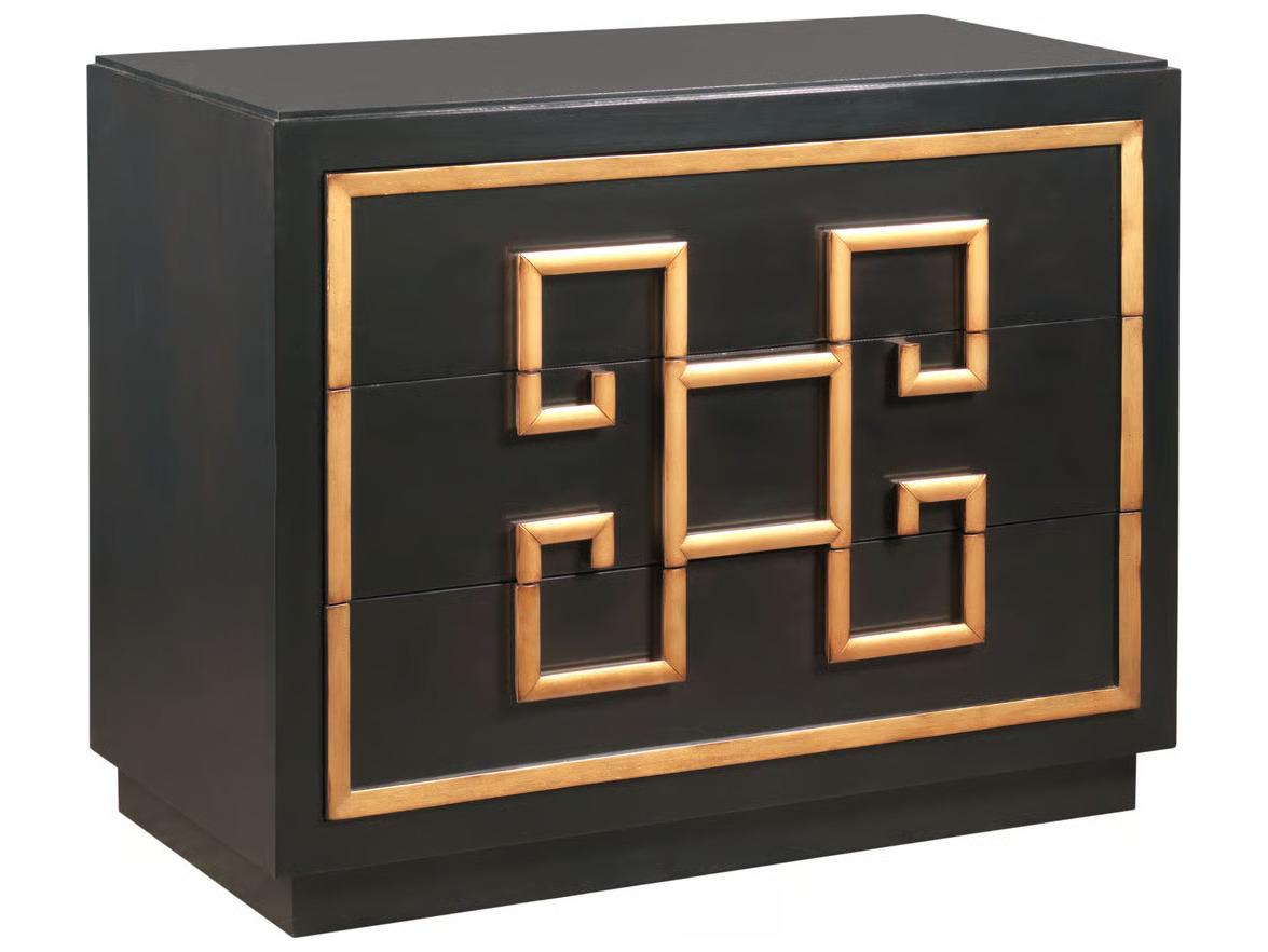 Port Eliot Black Sheen Walnut Wood Accent Chest