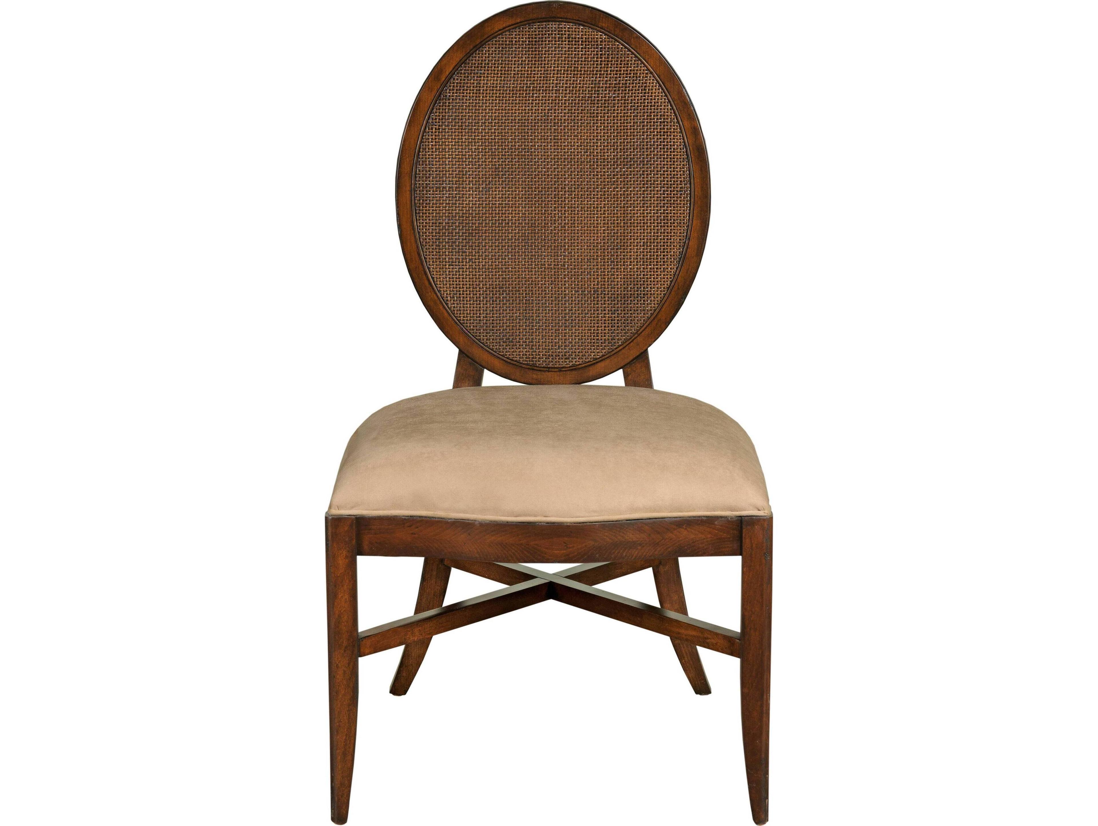 Port Eliot Oval Cane Brown Upholstered Armless Dining Chair