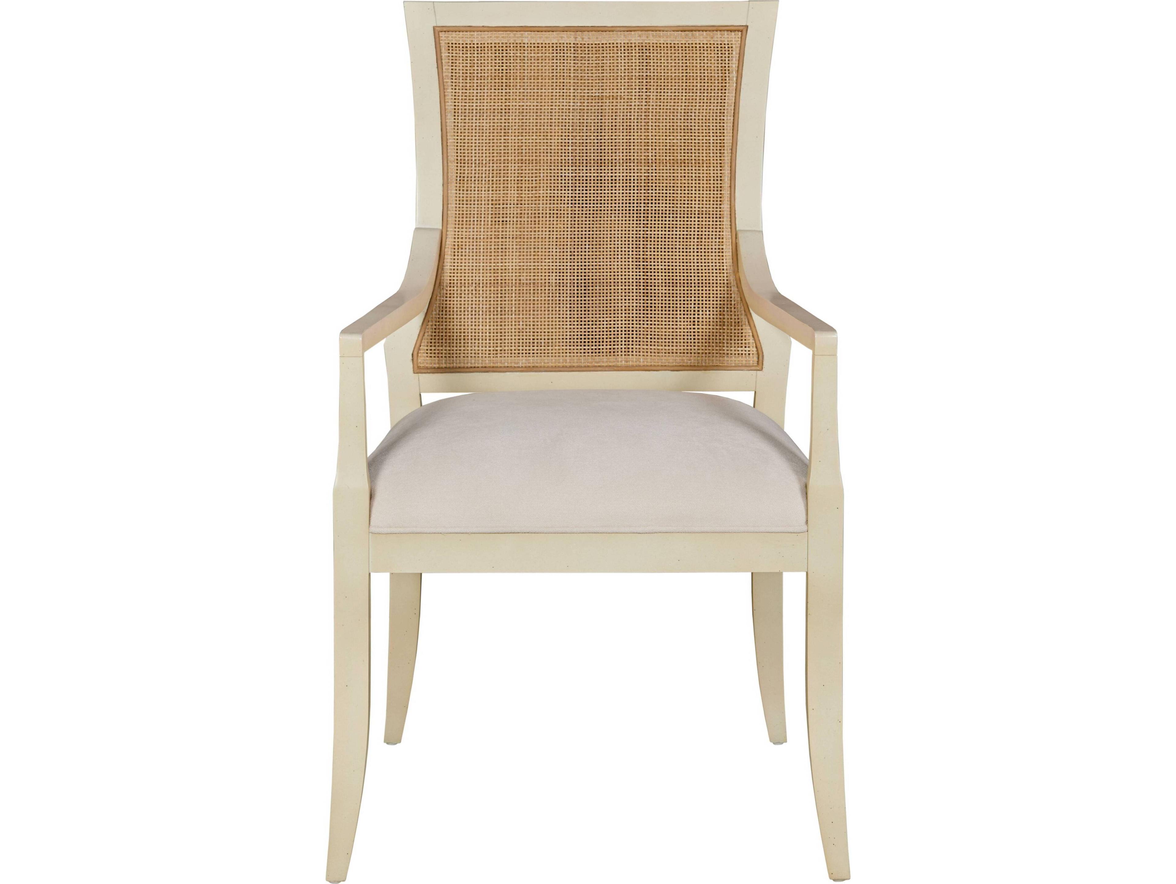Port Eliot Cane Beige Upholstered Arm Dining Chair