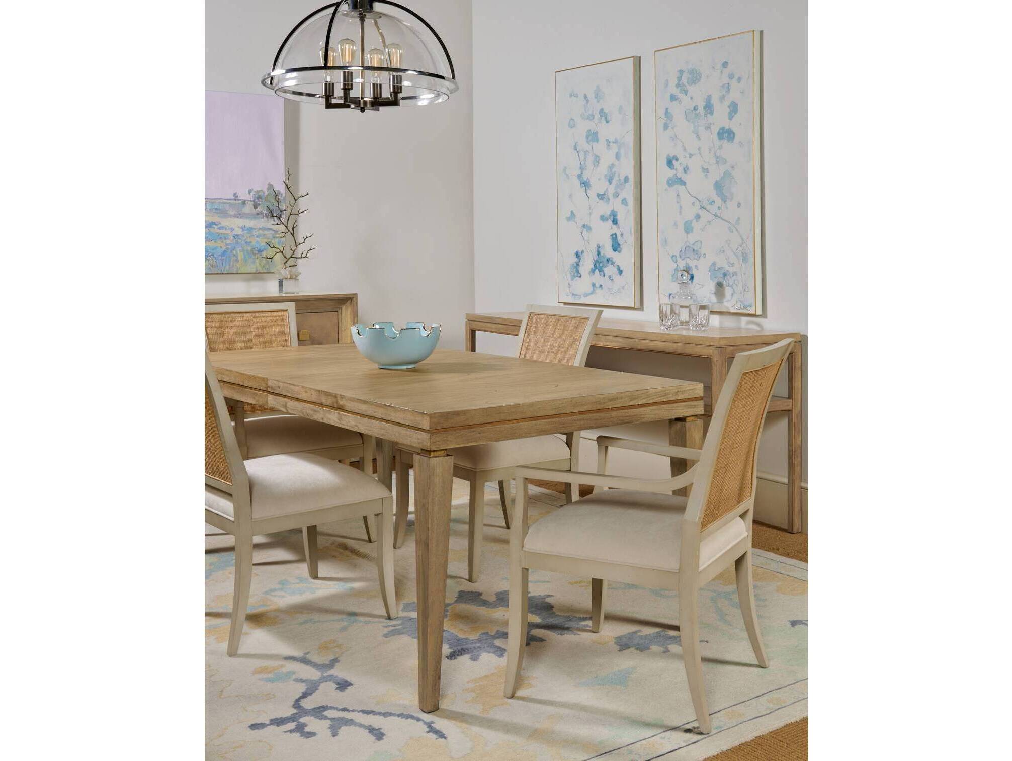 Port Eliot Cane Beige Upholstered Armless Dining Chair