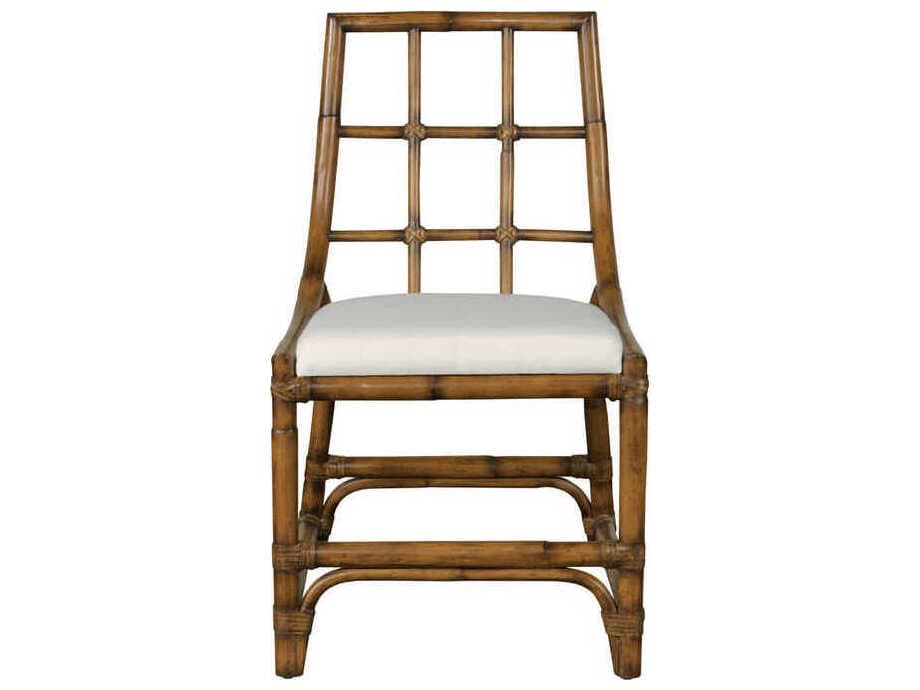 Port Eliot Rattan Brown Leather Armless Dining Chair