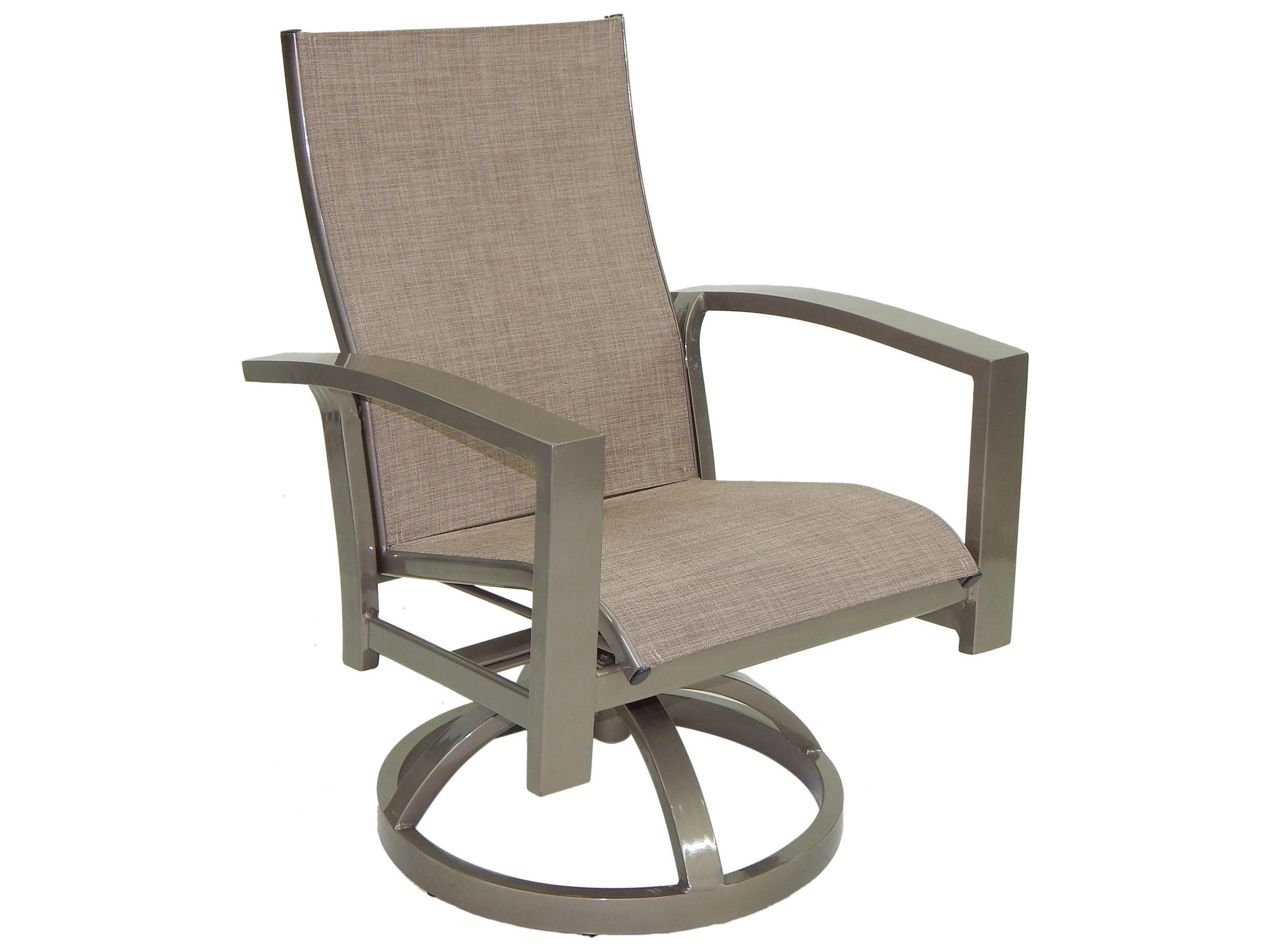 Castelle Orion Sling Dining Cast Aluminum Swivel Rocker Patio Dining Arm Chair