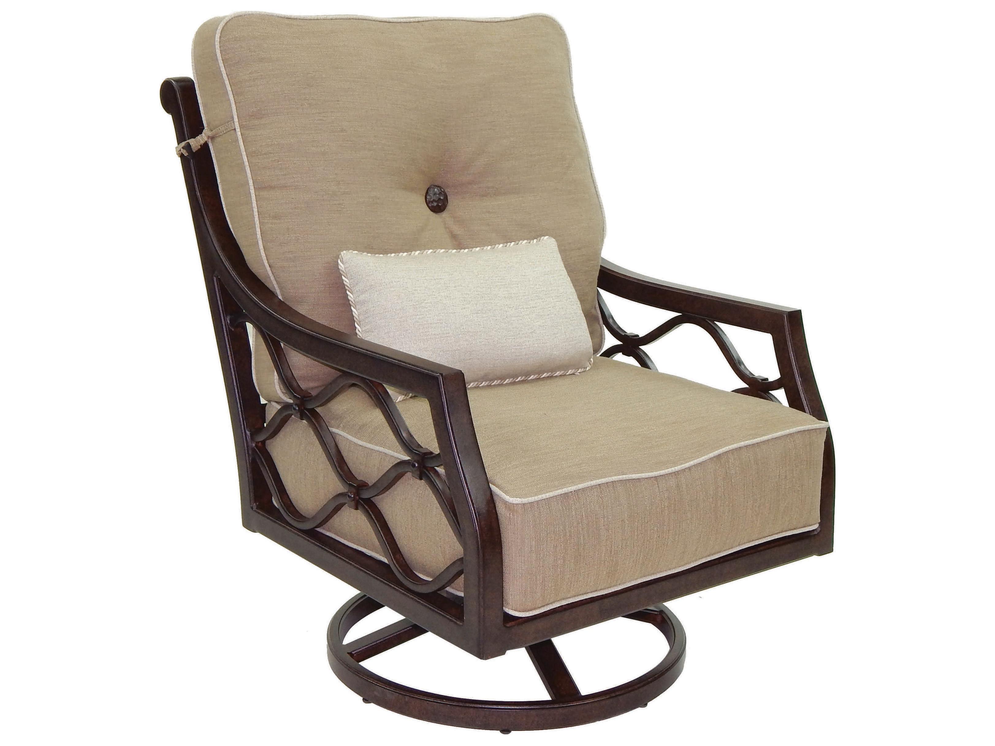 Castelle Villa Bianca Ultra High Back Deep Seating Cast Aluminum Swivel Rocker Outdoor Patio Lounge Chair with One Kidney Pillow