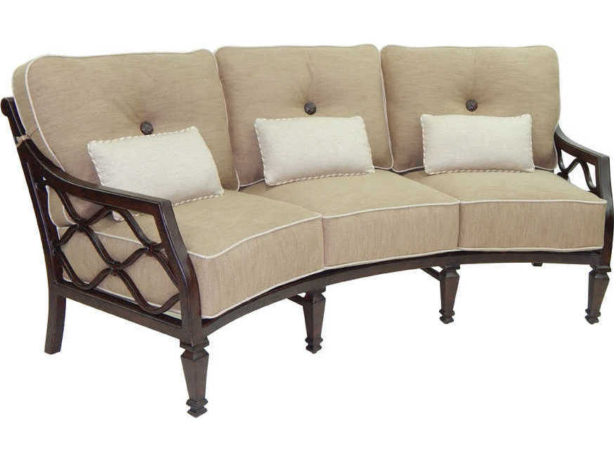 Castelle Villa Bianca Deep Seating Cast Aluminum Crescent Outdoor Patio Sofa with Three Kidney Pillows