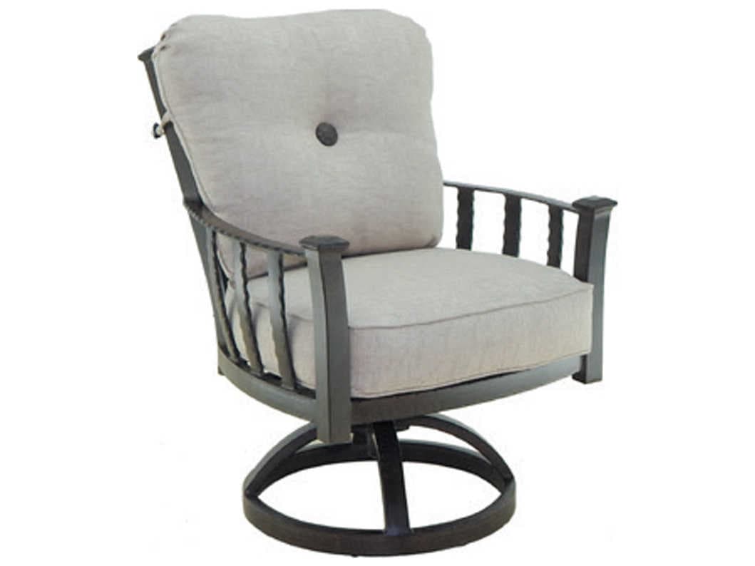Castelle Santa Fe Cushion Dining Cast Aluminum Swivel Rocker Patio Dining Arm Chair