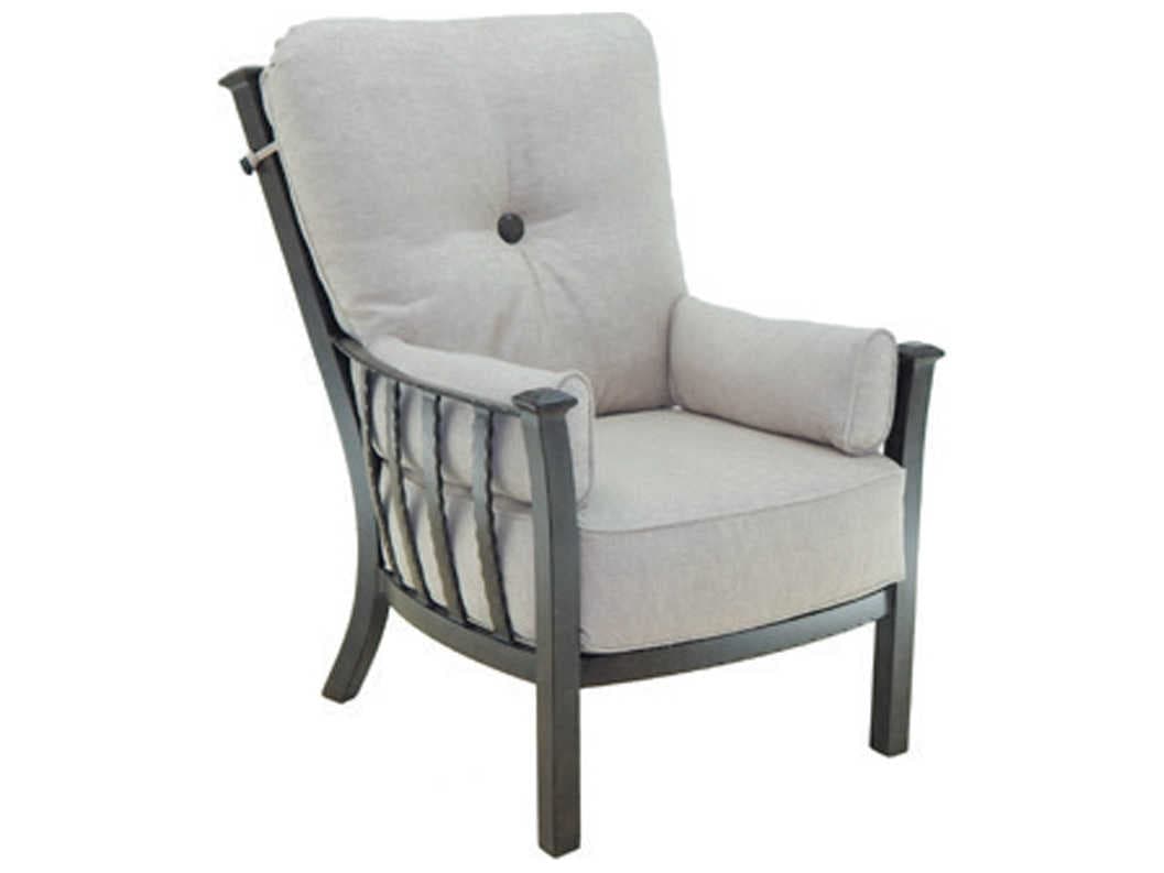 Castelle Santa Fe Deep Seating Cast Aluminum Ultra High Back Patio Lounge Chair with Two Side Pillows