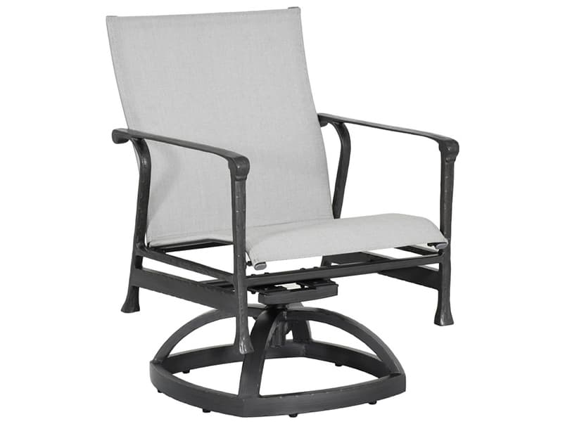 Castelle Marquis Sling Dining Aluminum Swivel Rocker Outdoor Dining Arm Chair