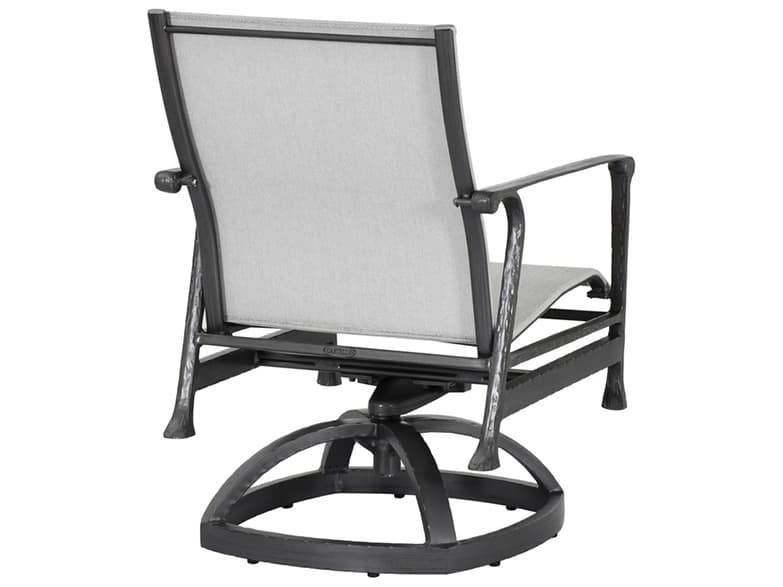 Castelle Marquis Sling Dining Aluminum Swivel Rocker Outdoor Dining Arm Chair