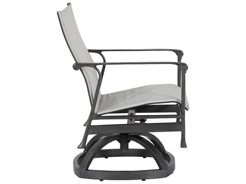 Castelle Marquis Sling Dining Aluminum Swivel Rocker Outdoor Dining Arm Chair