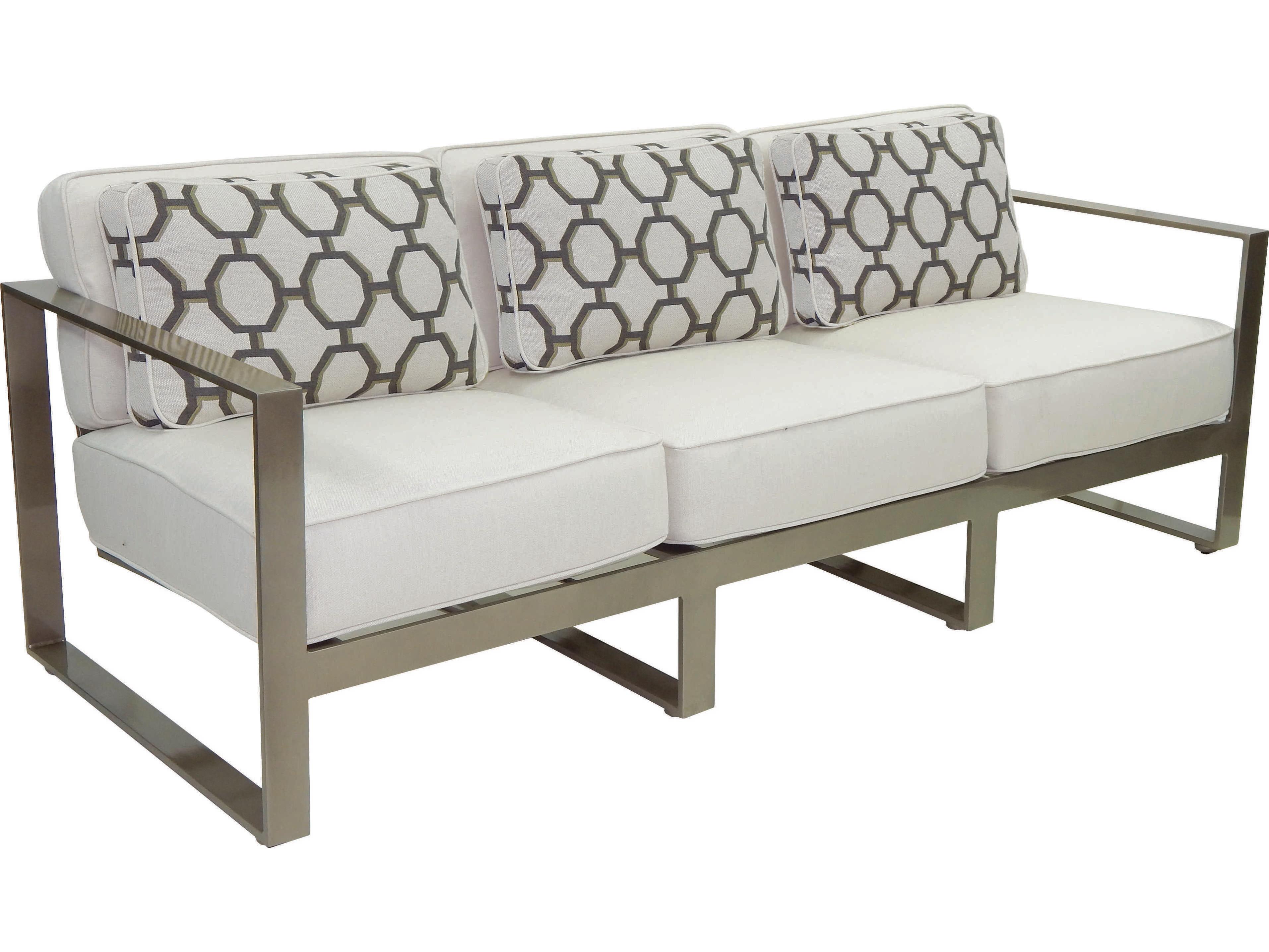 Castelle Park Place Deep Seating Cushion Cast Aluminum Outdoor Patio Sofa