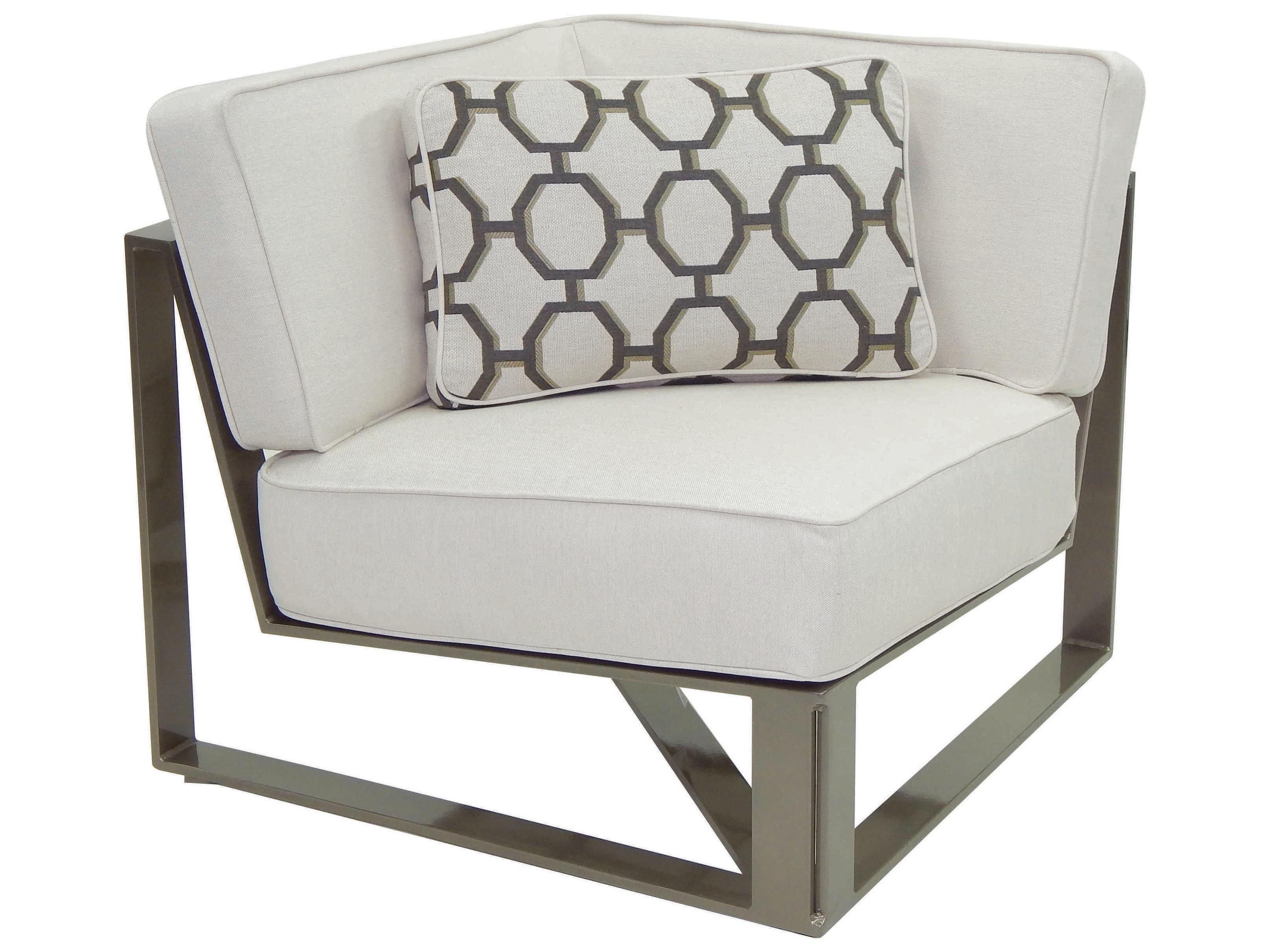 Castelle Park Place Sectional Cast Aluminum Square Corner Unit with One Pillow