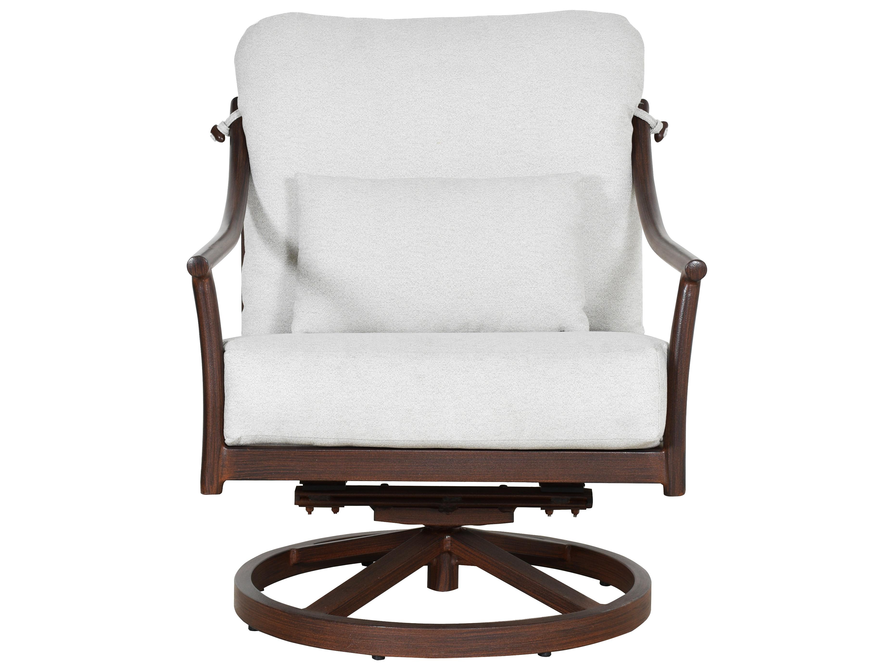 Castelle Larga Cushion Aluminum Swivel Rocker Patio Lounge Chair with One Accent Pillow