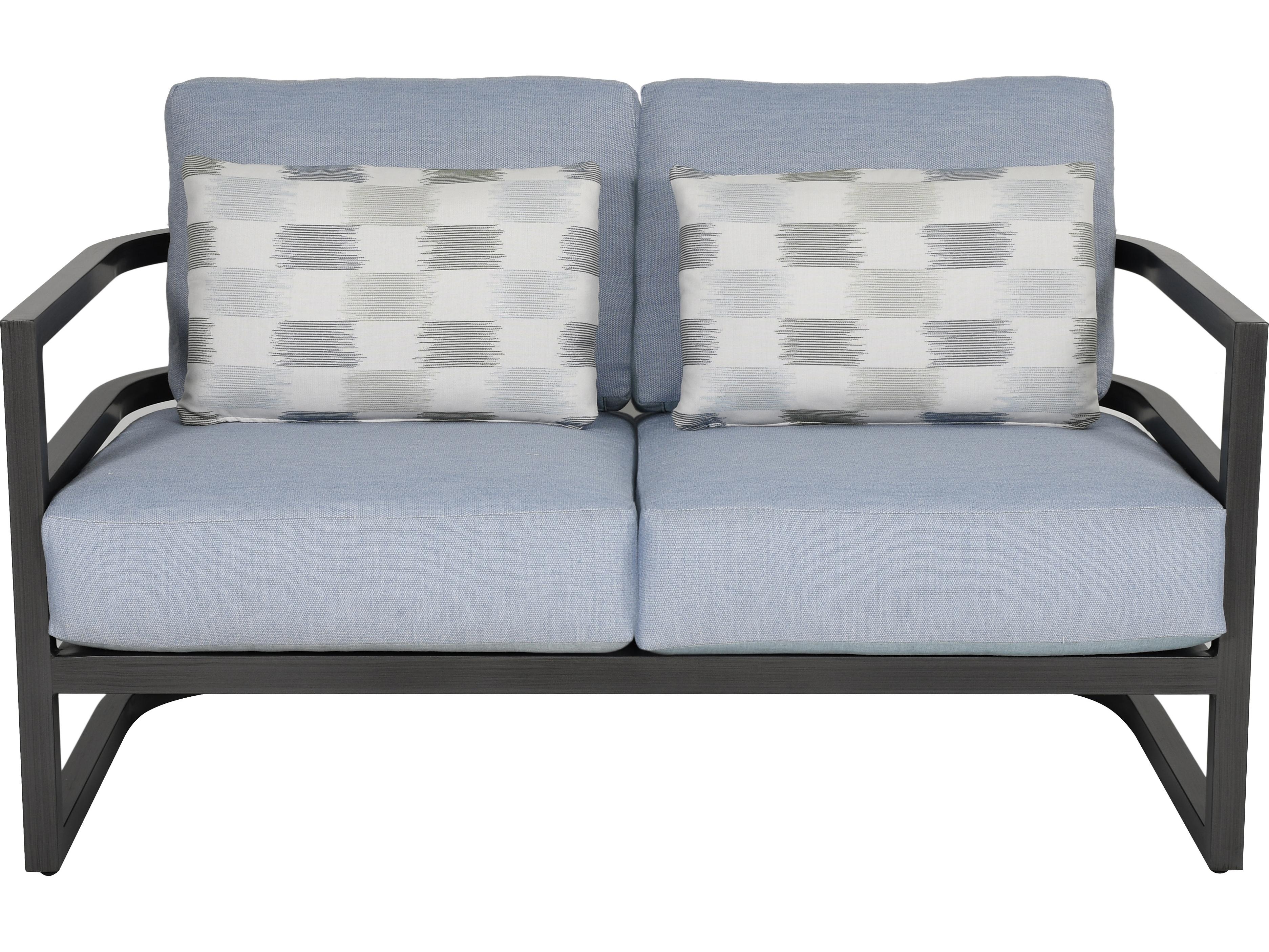Castelle Gala Cushion Aluminum Outdoor Loveseat with Accent Pillow