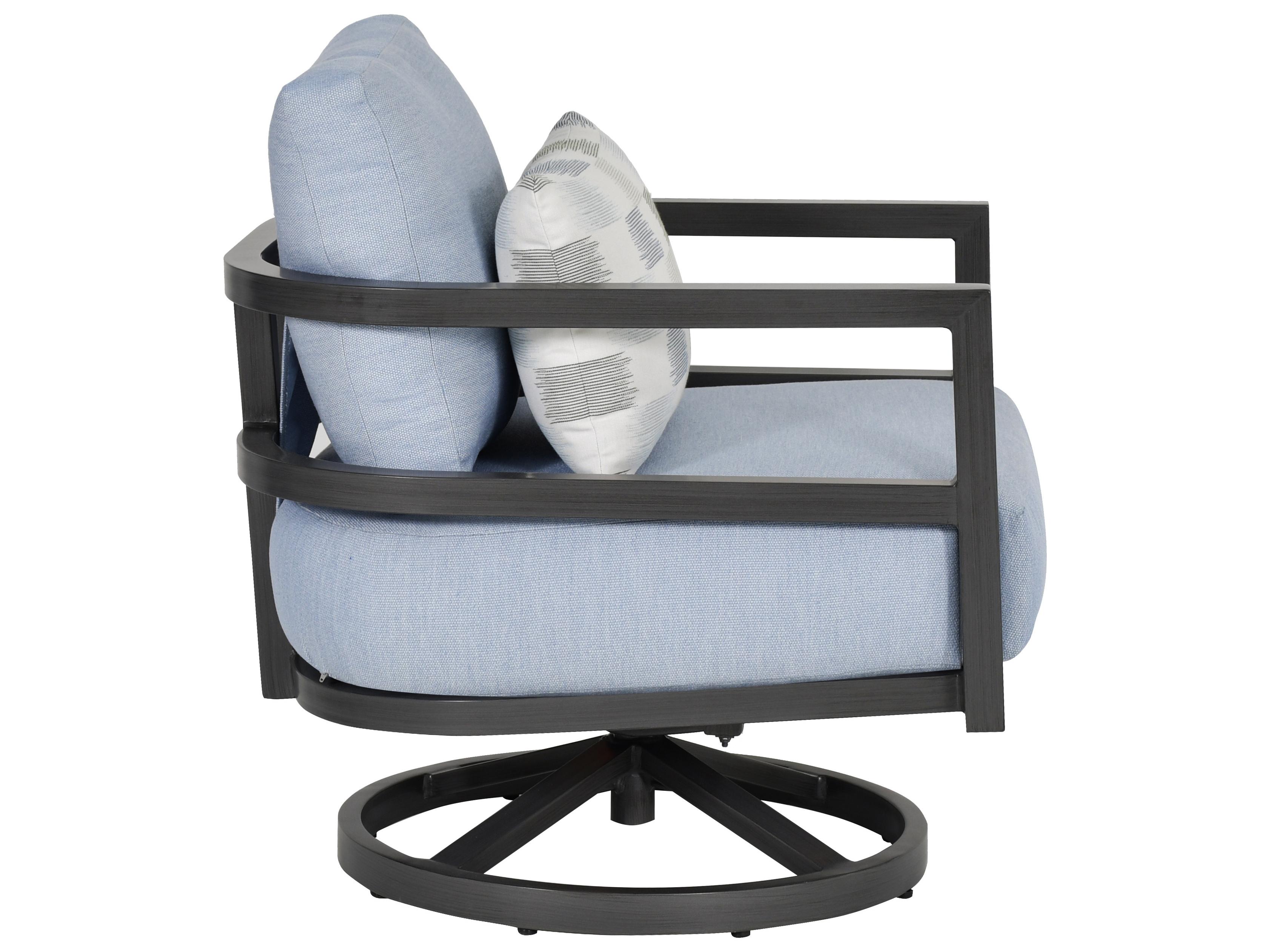 Castelle Gala Cushion Aluminum Swivel Rocker Outdoor Patio Lounge Chair with Accent Pillow