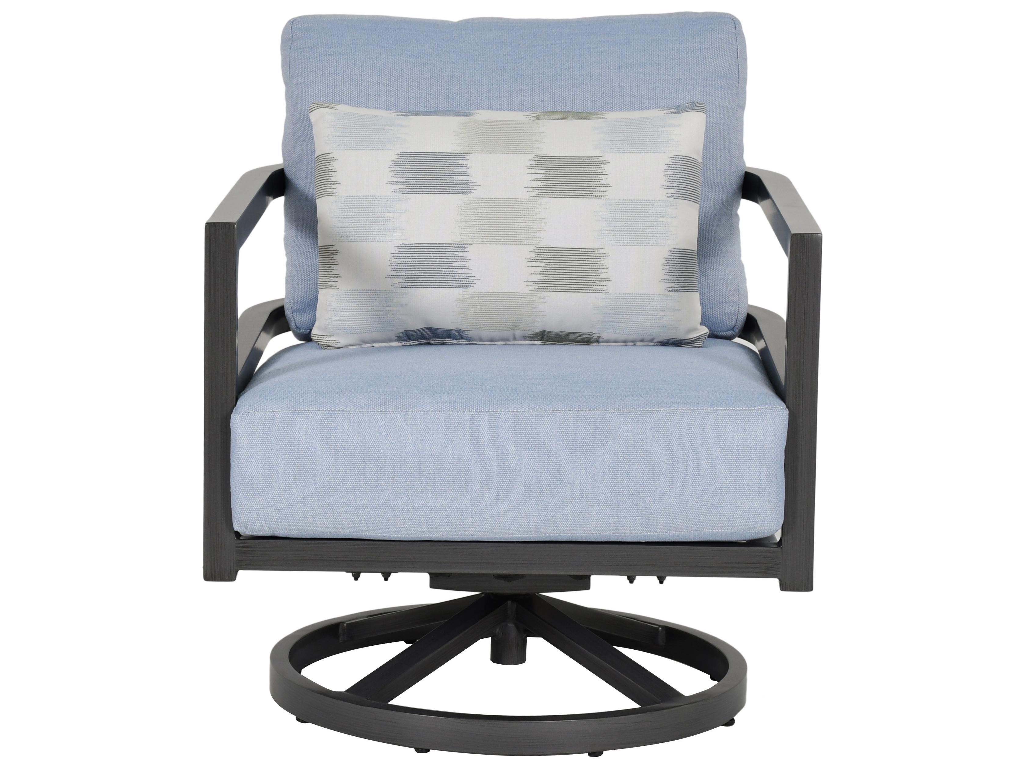 Castelle Gala Cushion Aluminum Swivel Rocker Outdoor Patio Lounge Chair with Accent Pillow