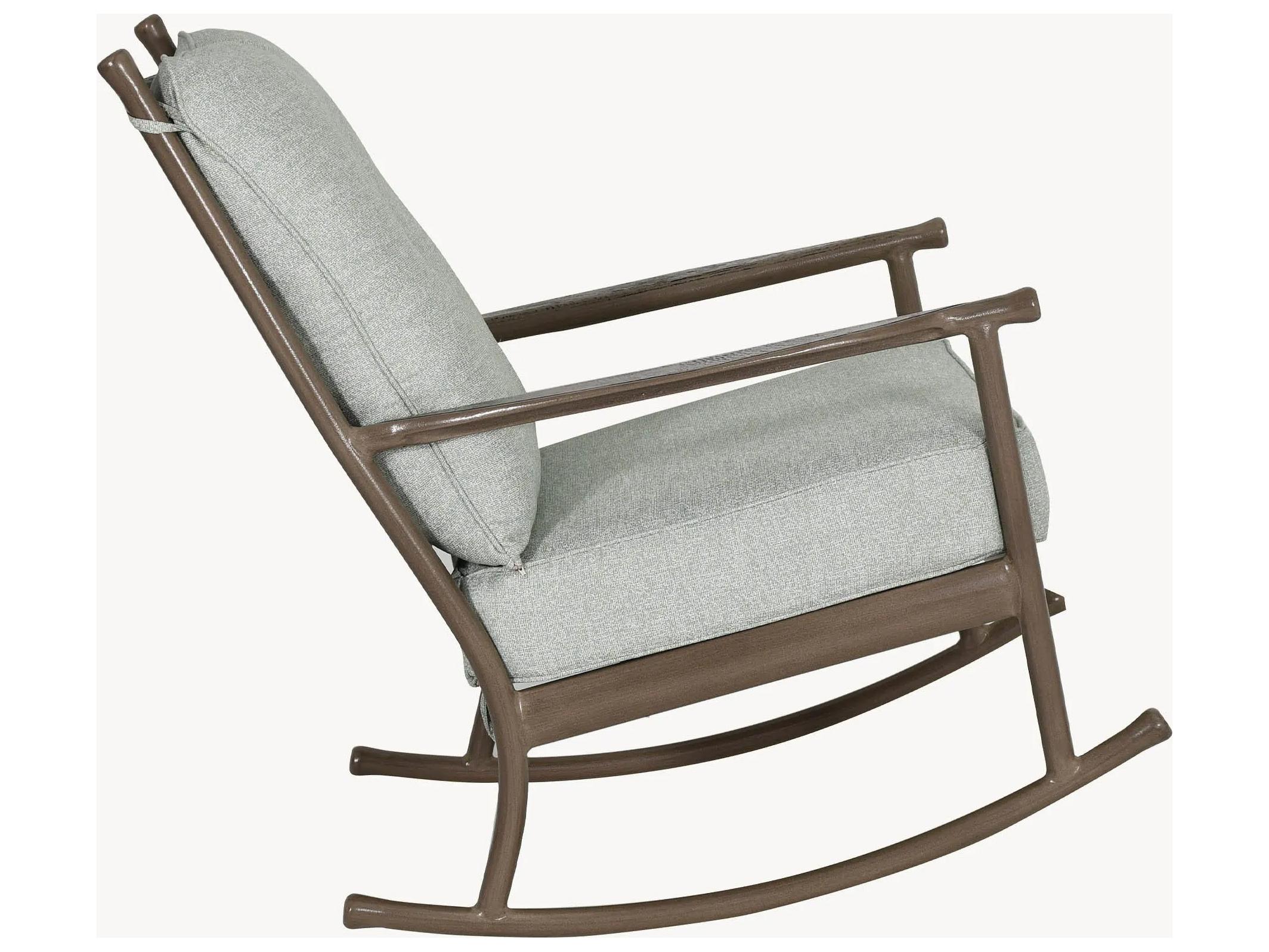 Castelle Lodge Deep Seating Cast Aluminum Ultra High Back Rocking Outdoor Patio Lounge Chair