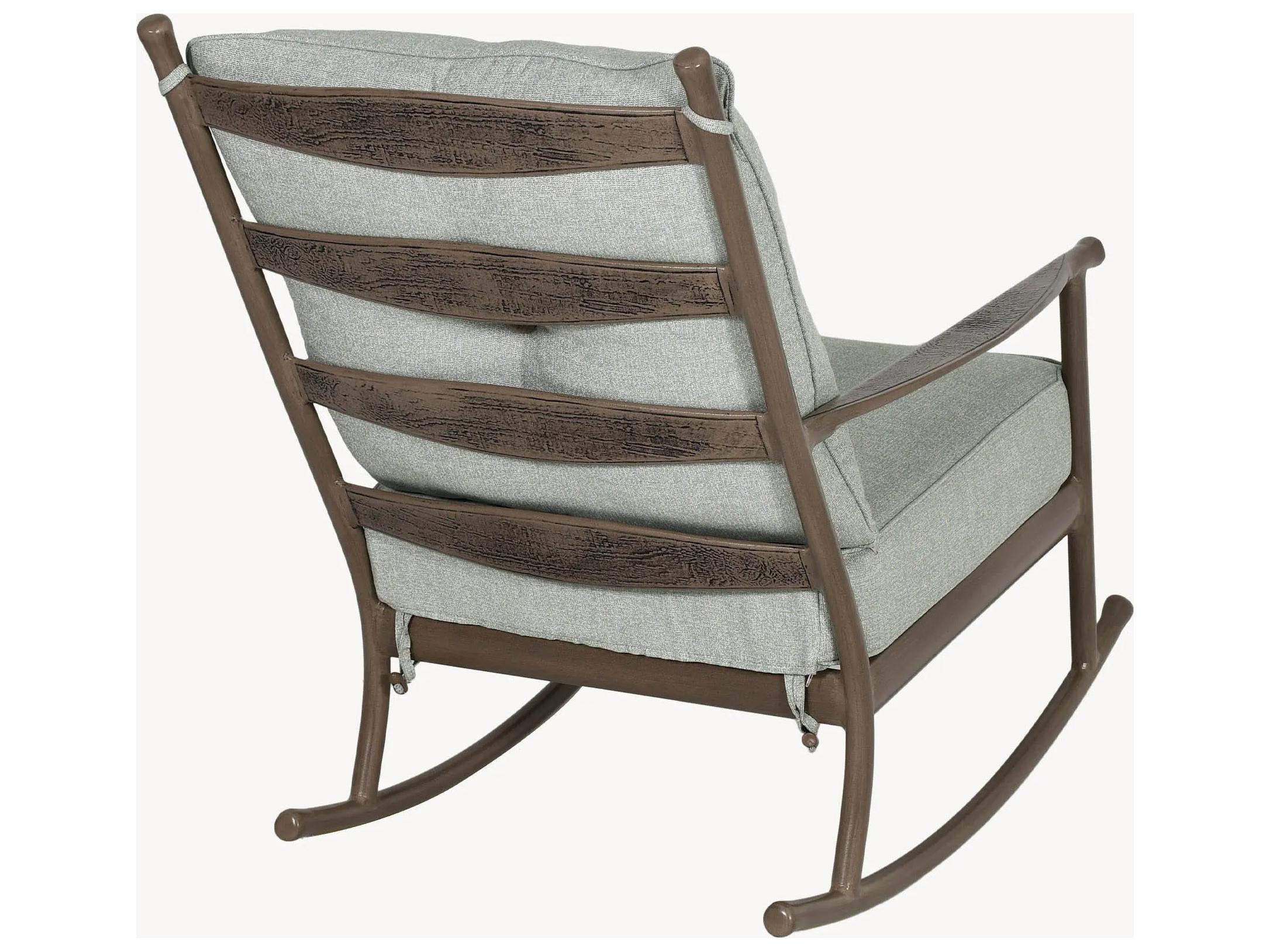 Castelle Lodge Deep Seating Cast Aluminum Ultra High Back Rocking Outdoor Patio Lounge Chair