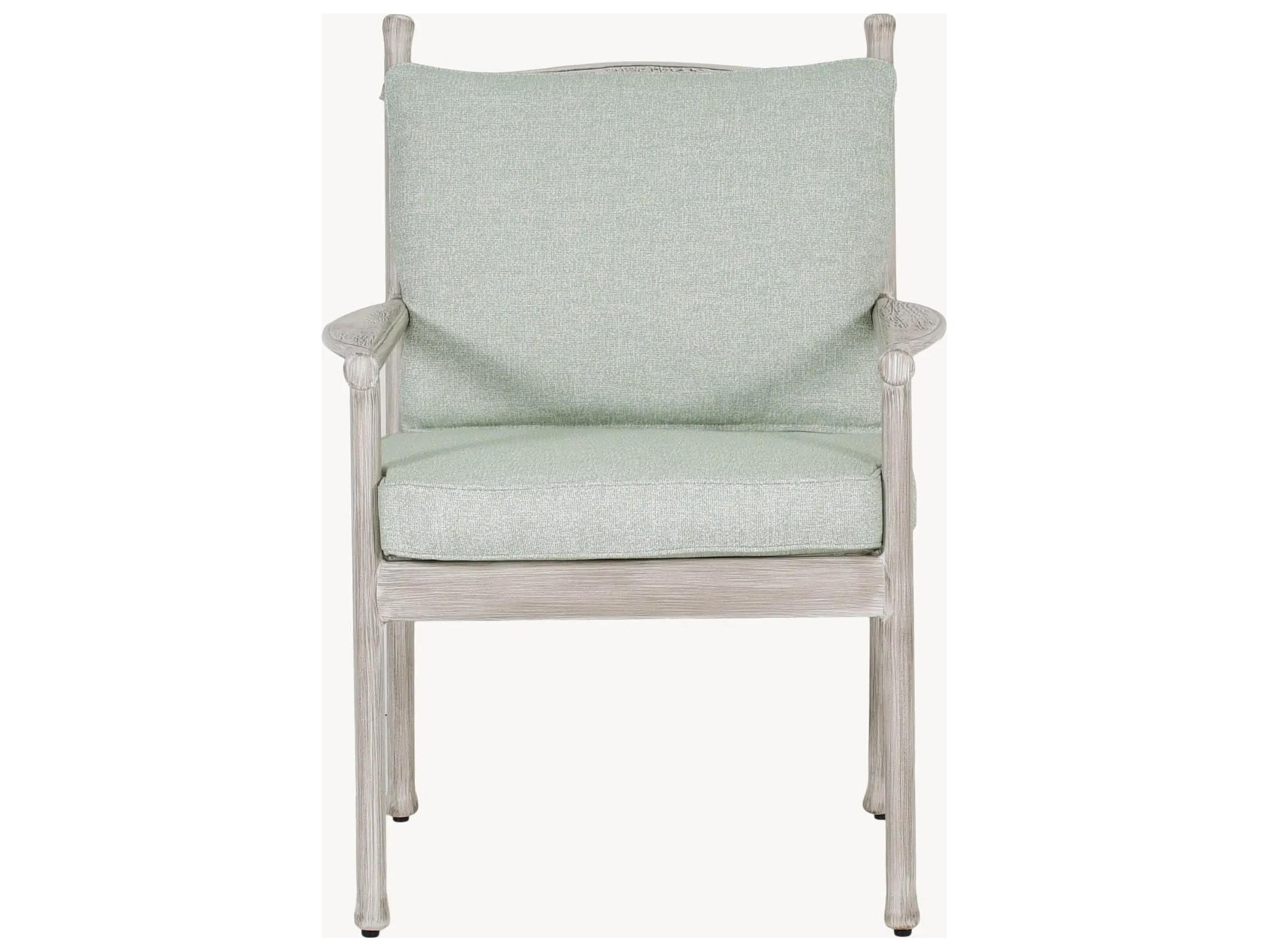 Castelle Lodge Formal Cast Aluminum Patio Dining Arm Chair with Seat Cushion