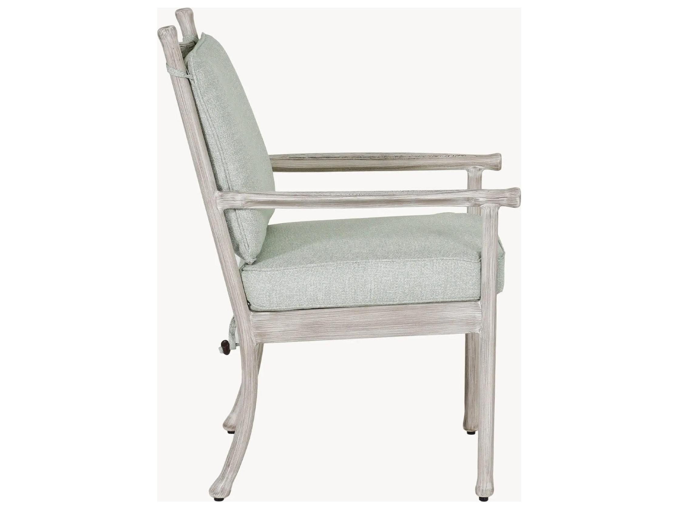 Castelle Lodge Formal Cast Aluminum Patio Dining Arm Chair with Seat Cushion