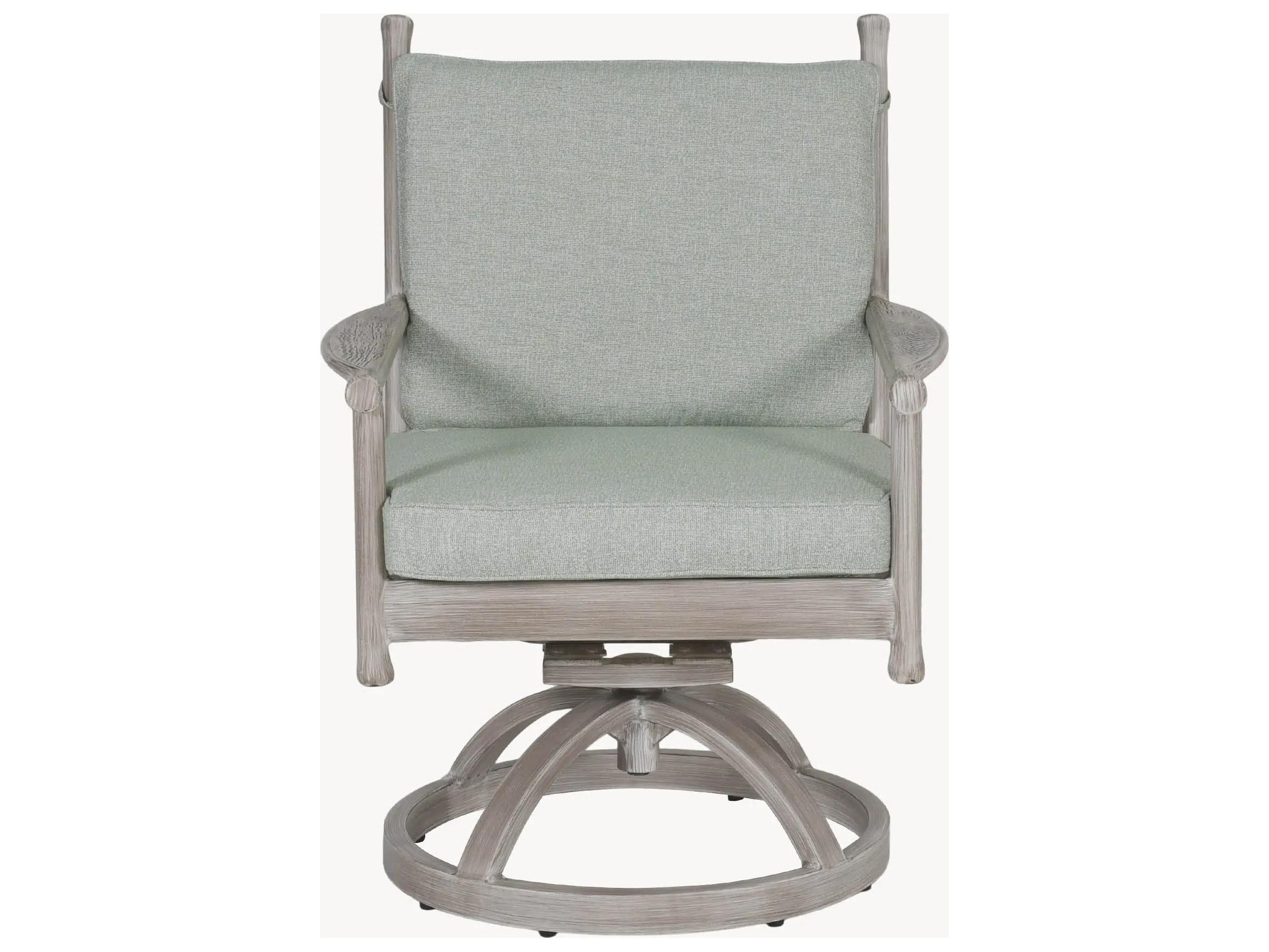 Castelle Lodge Formal Cast Aluminum Swivel Rocker Outdoor Dining Arm Chair with Seat Cushion