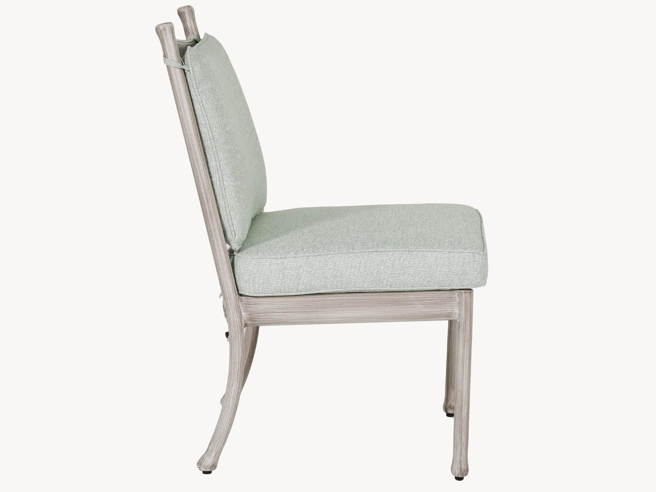 Castelle Lodge Formal Cast Aluminum Swivel Rocker Outdoor Patio Dining Side Chair with Seat Cushion