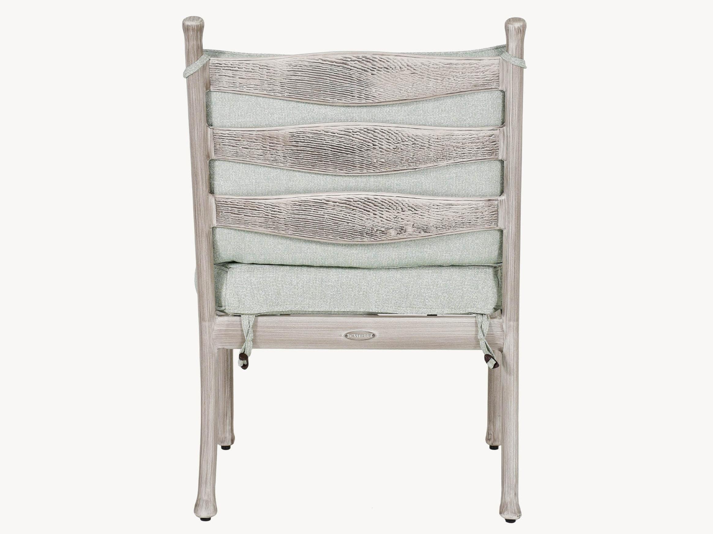 Castelle Lodge Formal Cast Aluminum Swivel Rocker Outdoor Patio Dining Side Chair with Seat Cushion