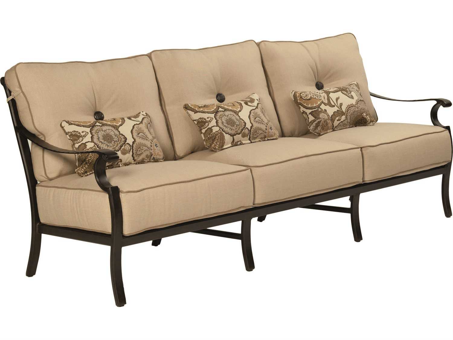 Castelle Monterey Deep Seating Cast Aluminum Outdoor Sofa with Three Kidney Pillows