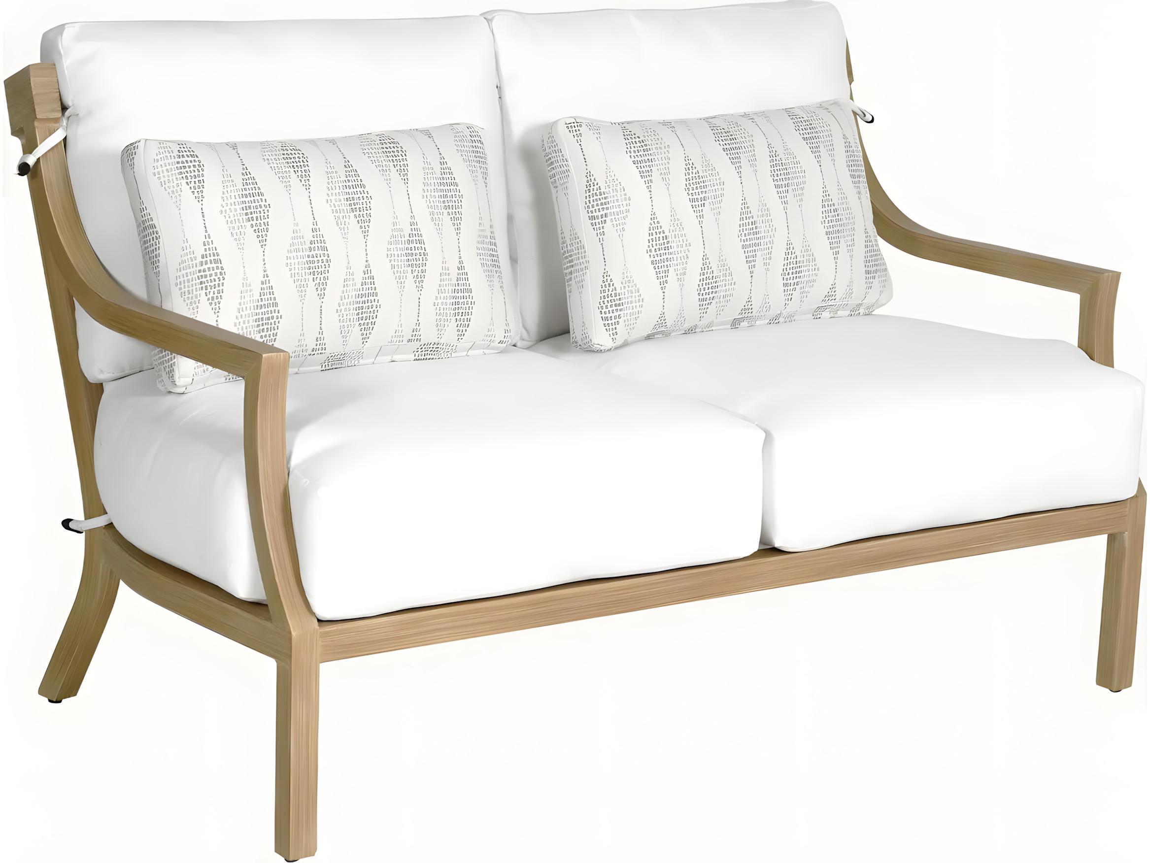 Castelle Nicoya Deep Seating Cast Aluminum Loveseat with Two Accent Pillows