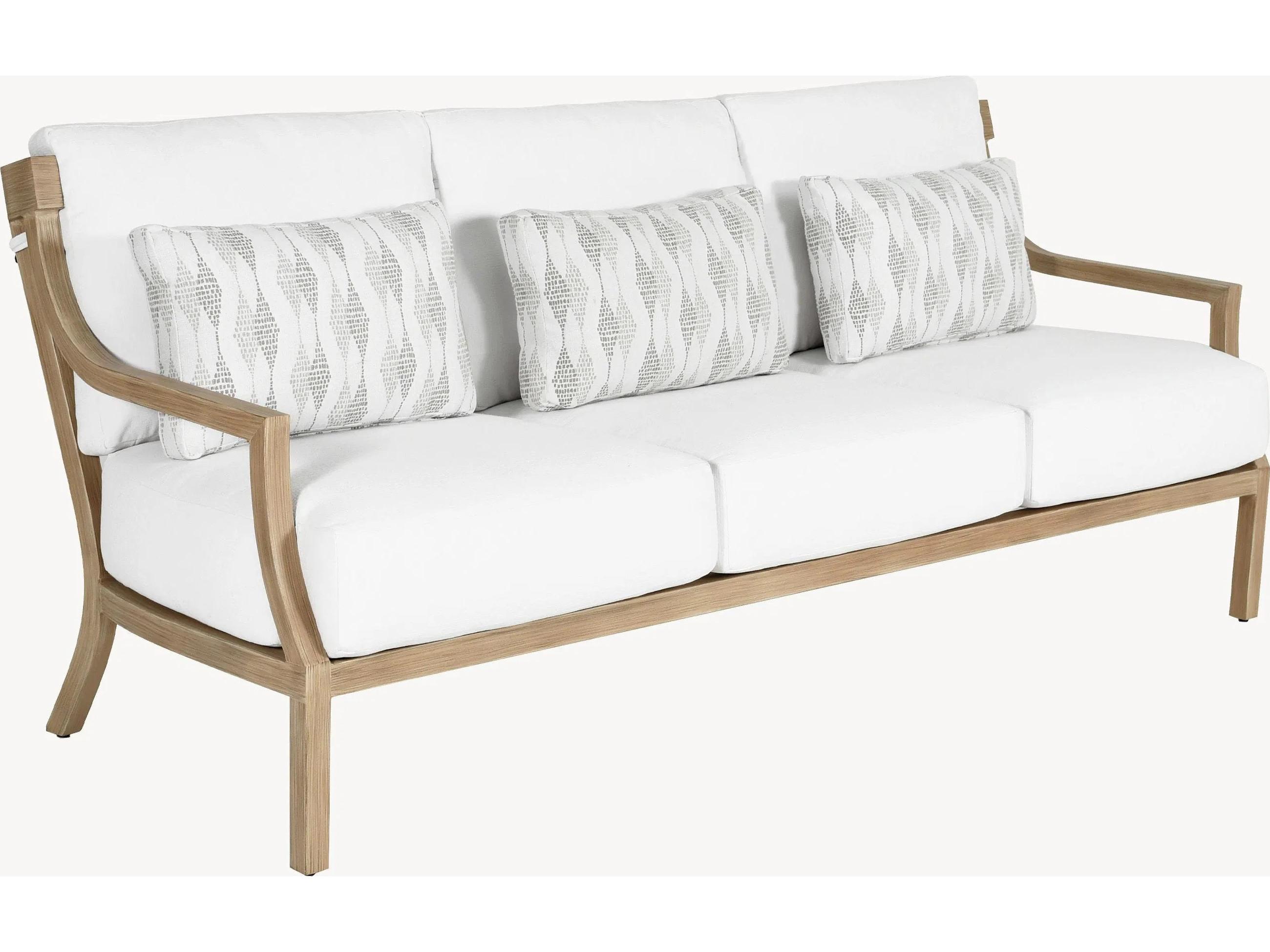 Castelle Nicoya Deep Seating Cast Aluminum Sofa with Three Throw Pillows