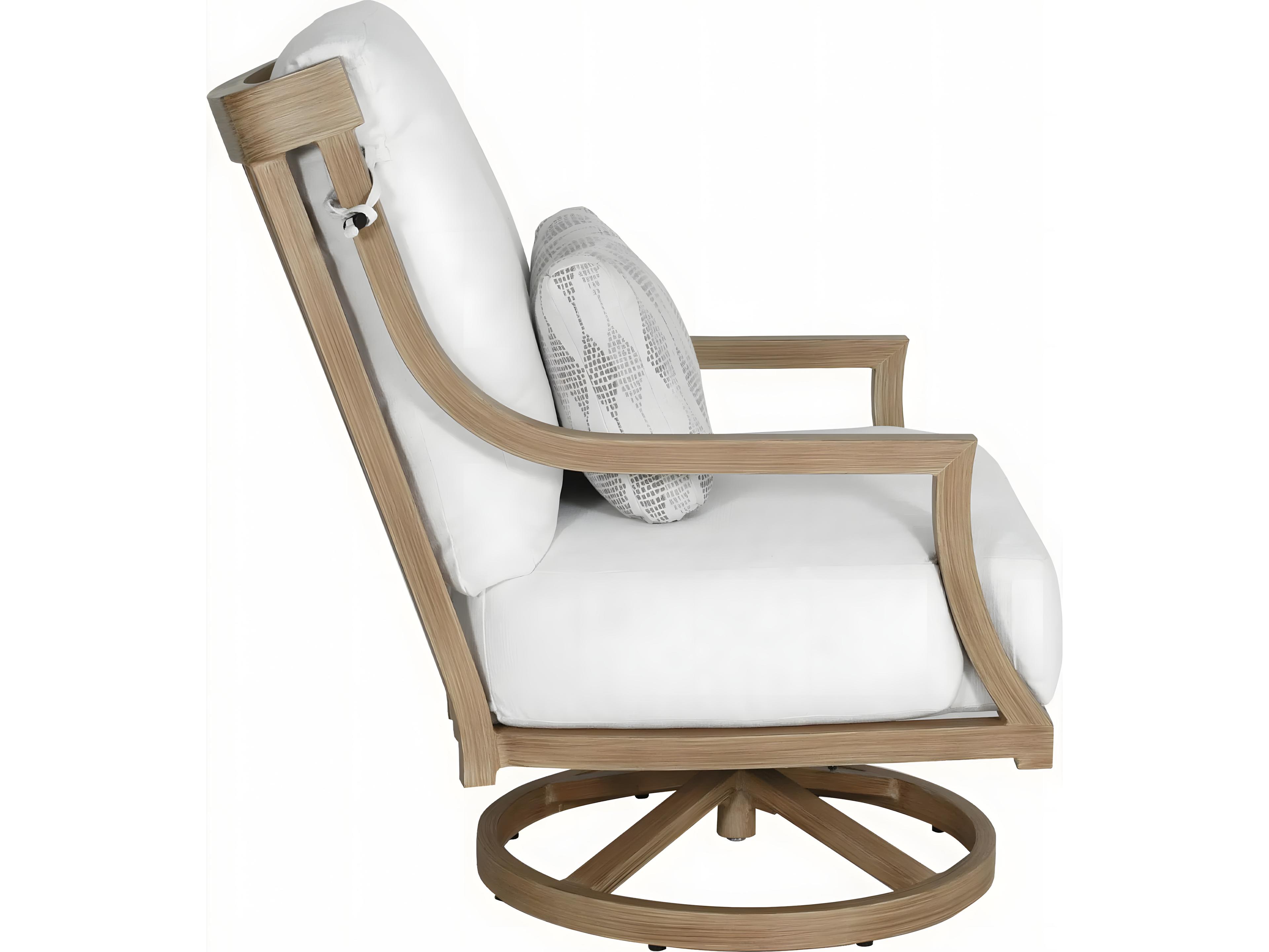 Castelle Nicoya Deep Seating Cast Aluminum Swivel Rocker Lounge Chair with One Accent Pillow