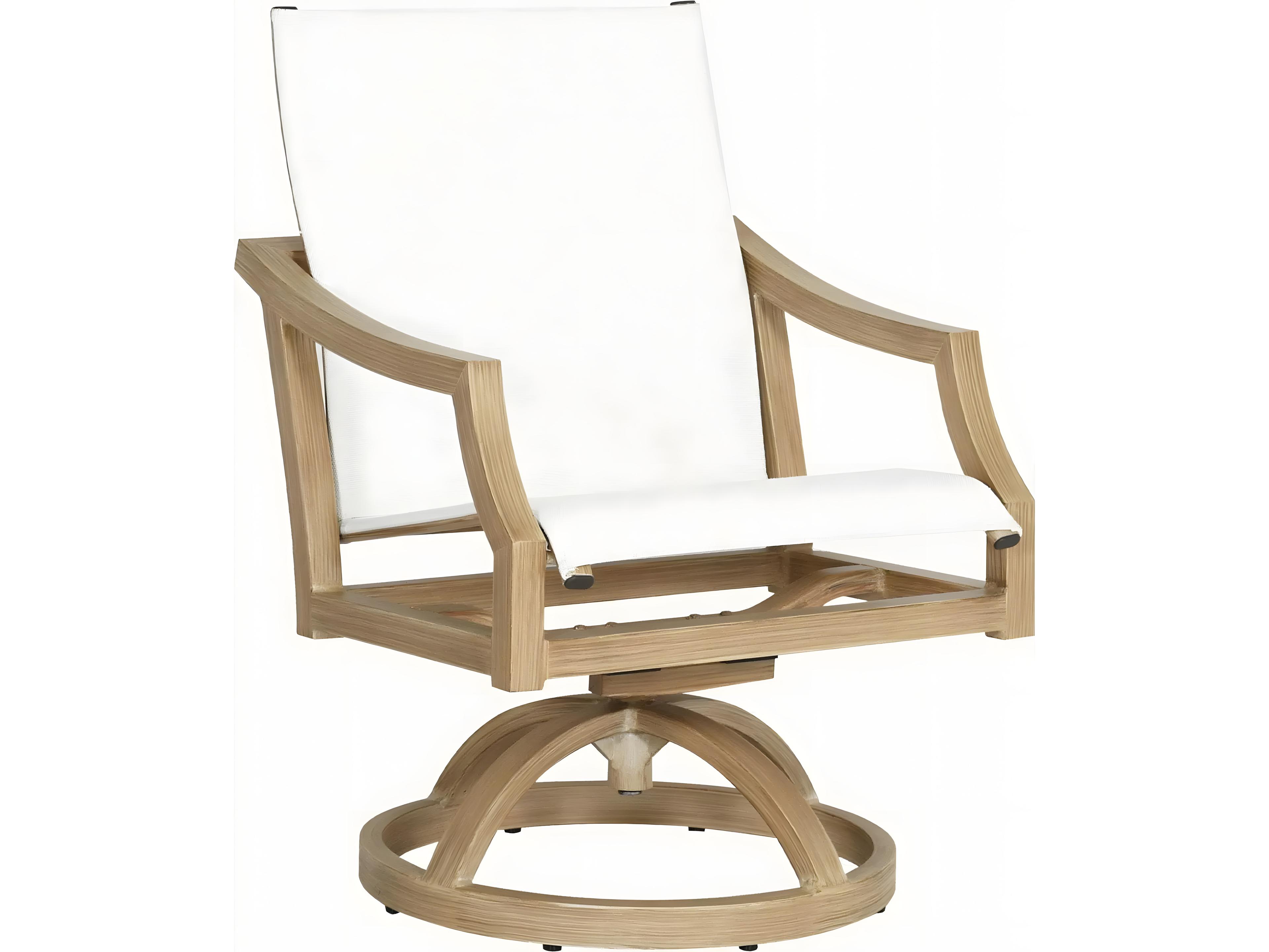 Castelle Nicoya Sling Cast Aluminum Swivel Rocker Dining Arm Chair