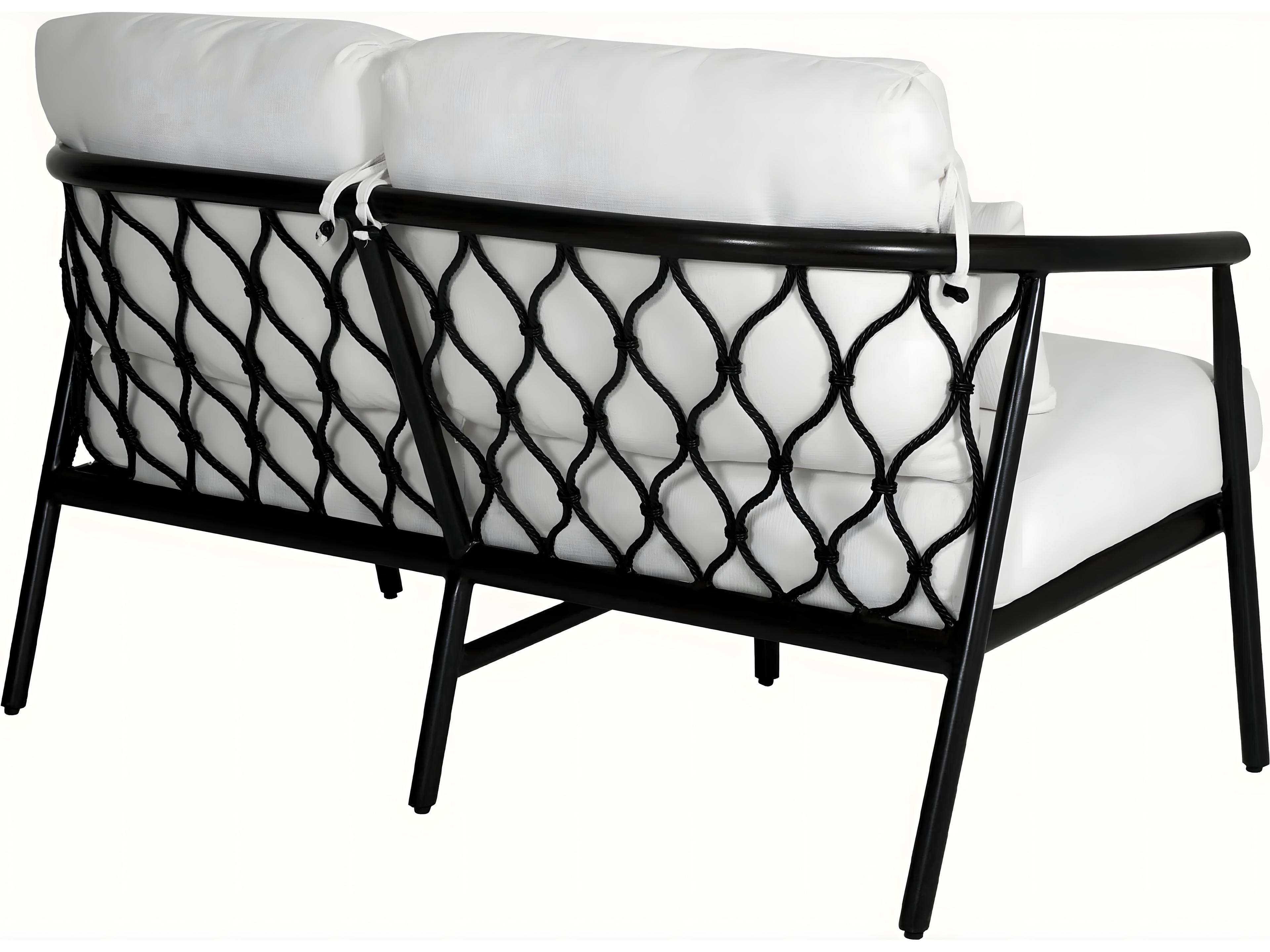 Castelle Cordell Deep Seating Cast Aluminum Cushion Loveseat with Two Throw Pillows