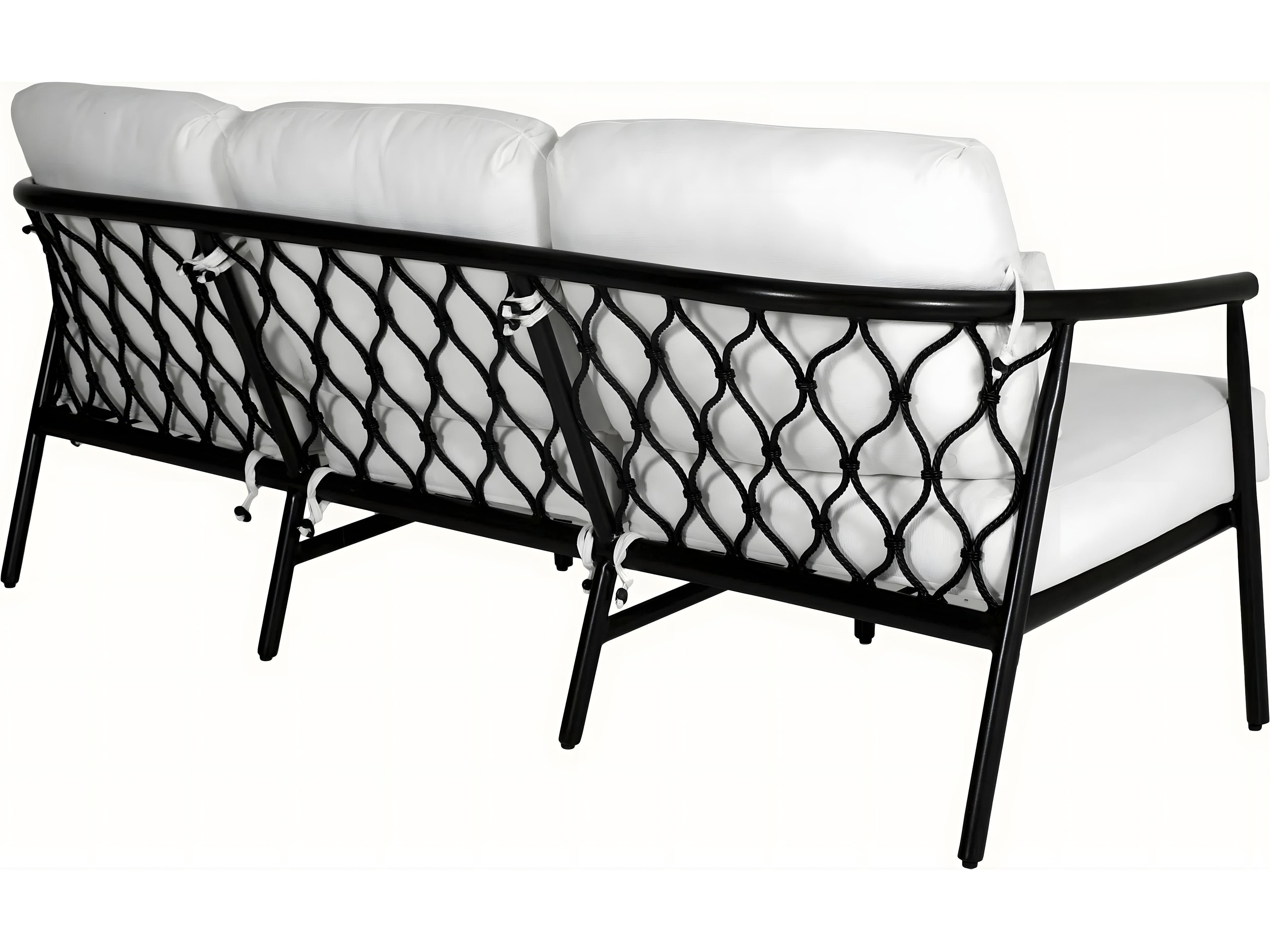 Castelle Cordell Deep Seating Cast Aluminum Sofa with Three Throw Pillows