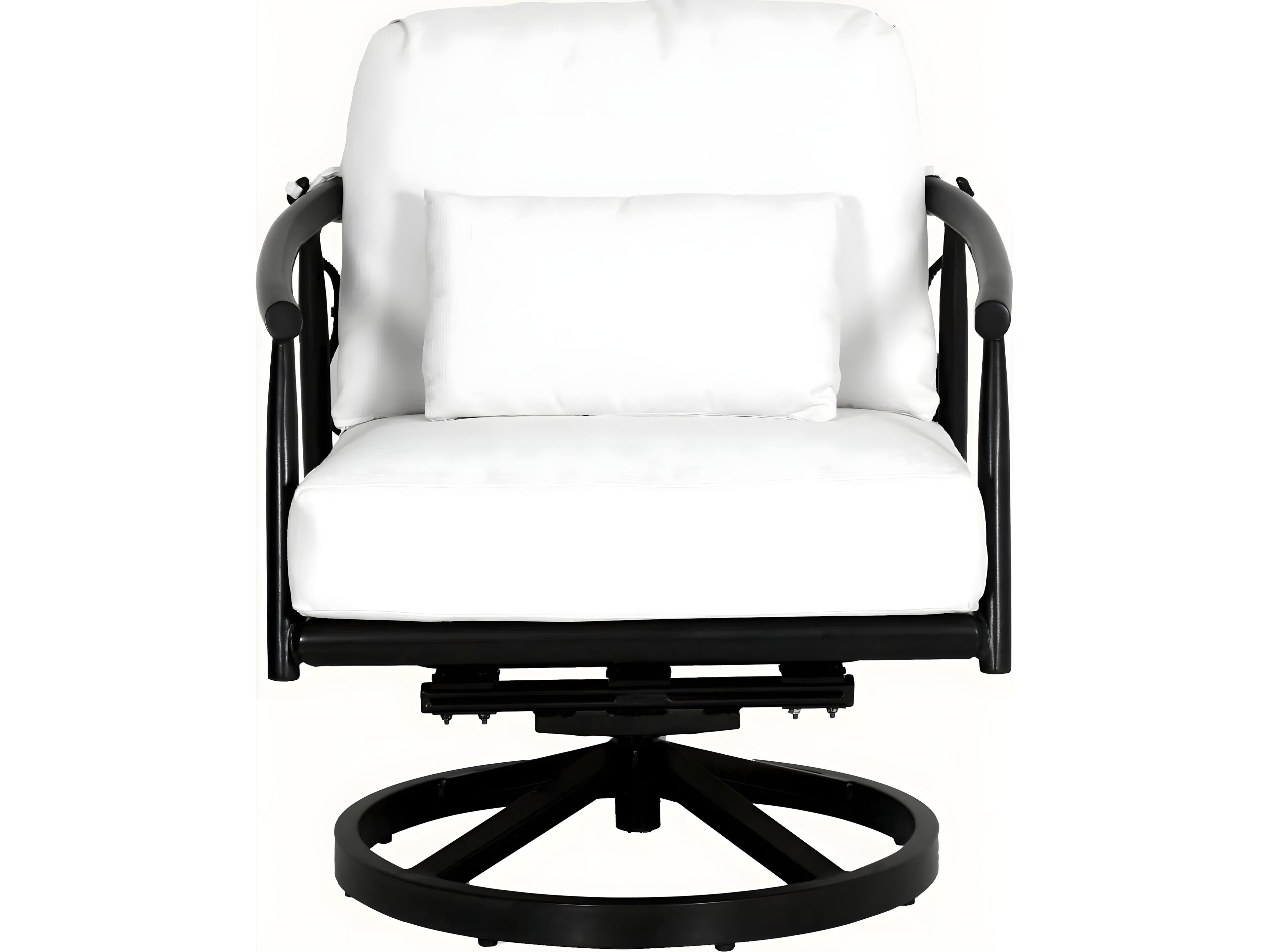 Castelle Cordell Deep Seating Cast Aluminum Swivel Rocker Lounge Chair with One Accent Pillow