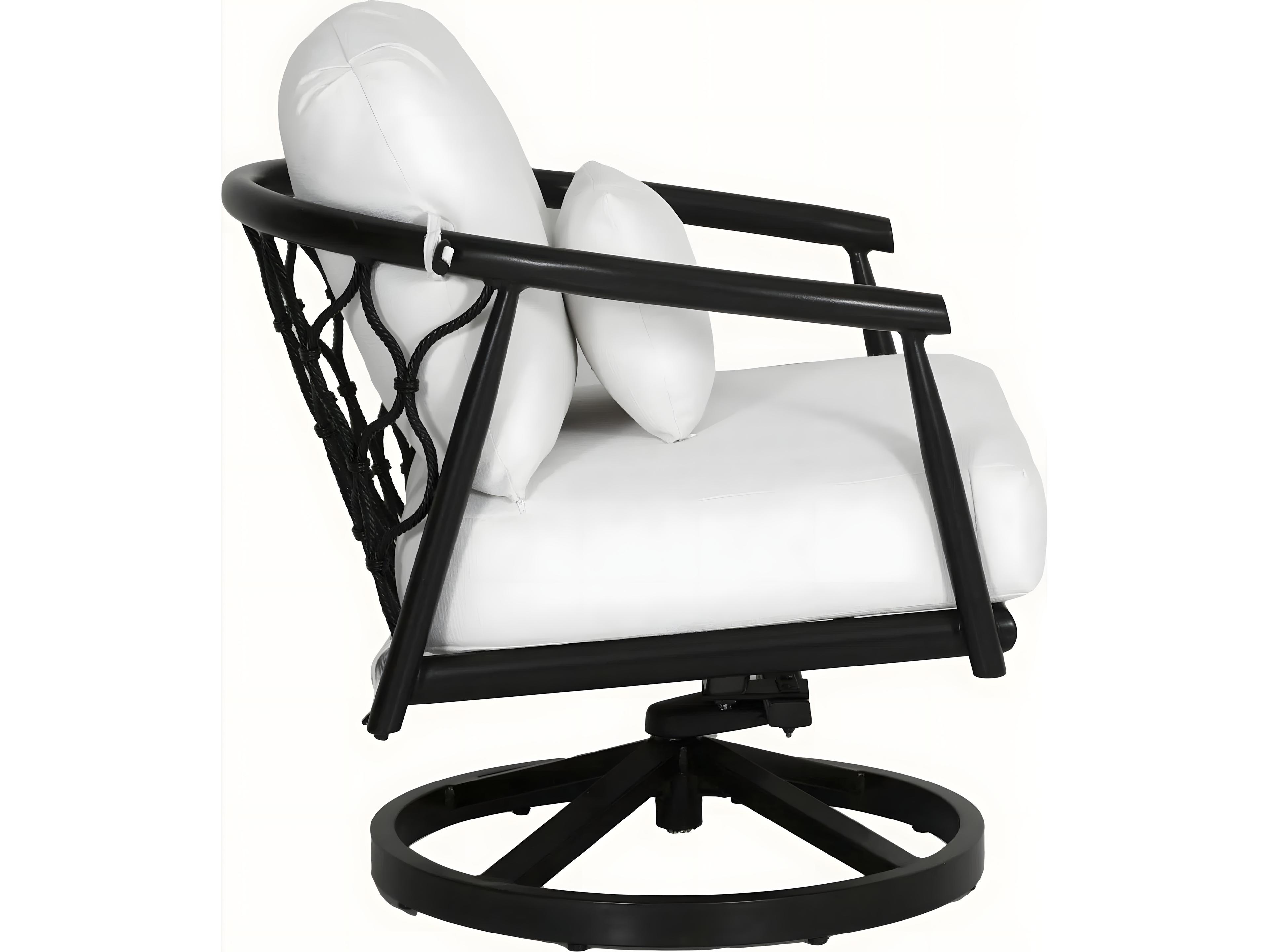 Castelle Cordell Deep Seating Cast Aluminum Swivel Rocker Lounge Chair with One Accent Pillow