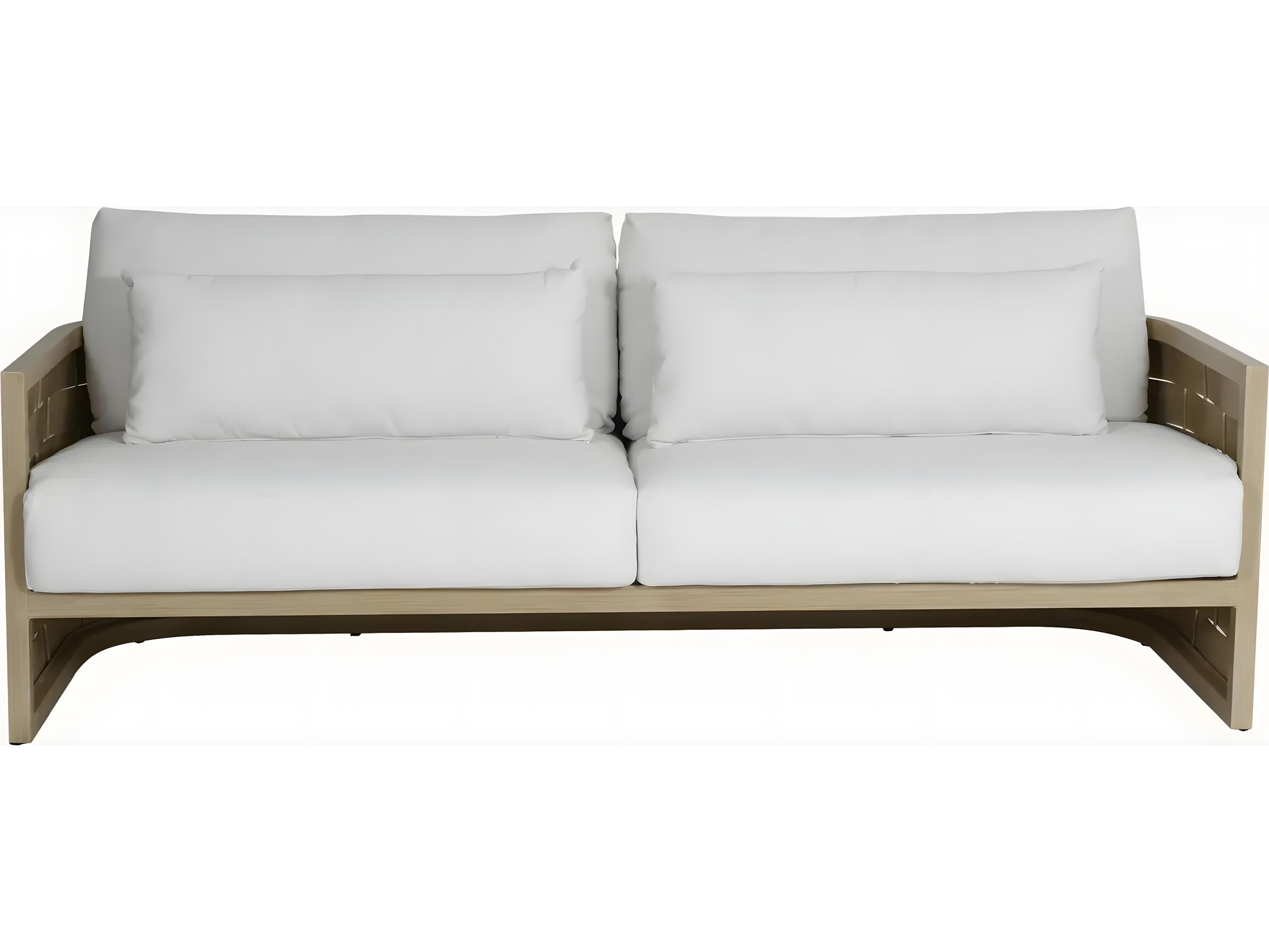 Castelle Biscayne Deep Seating Cushion Aluminum Sofa with Two Throw Pillows