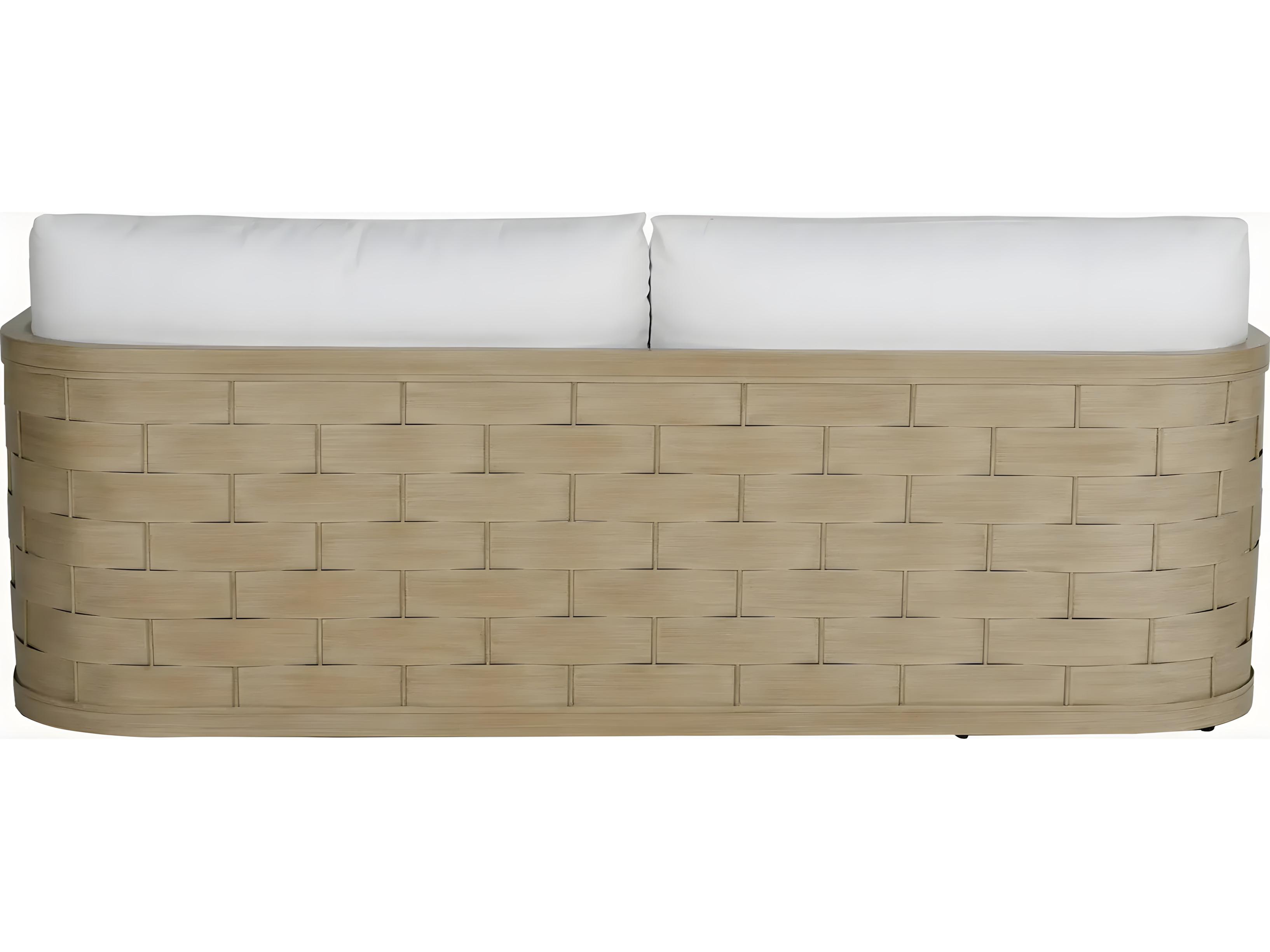 Castelle Biscayne Deep Seating Cushion Aluminum Sofa with Two Throw Pillows