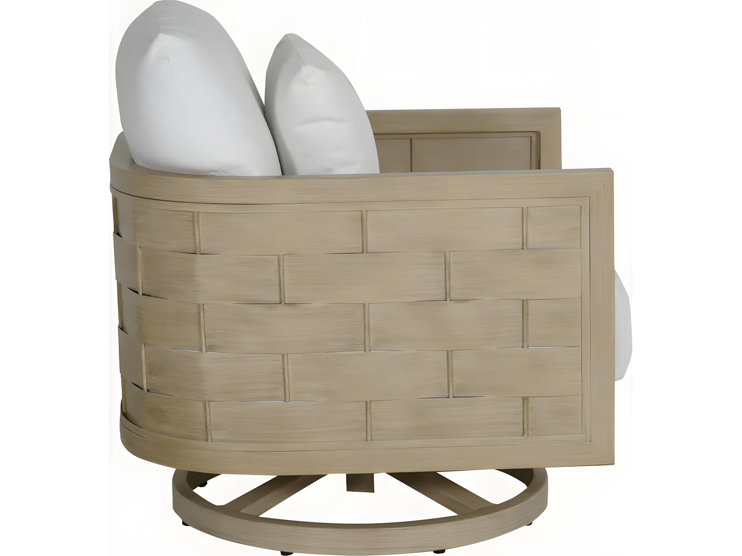 Castelle Biscayne Deep Seating Cushion Aluminum Swivel Rocker Lounge Chair with One Accent Pillow