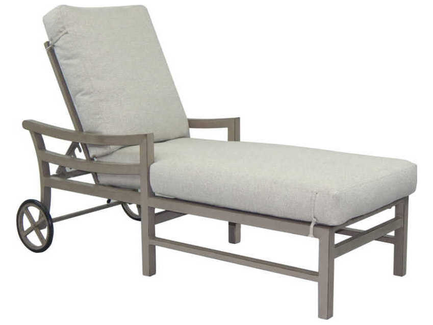 Castelle Roma Cushion Dining Aluminum Adjustable Outdoor Chaise Lounge with Wheels