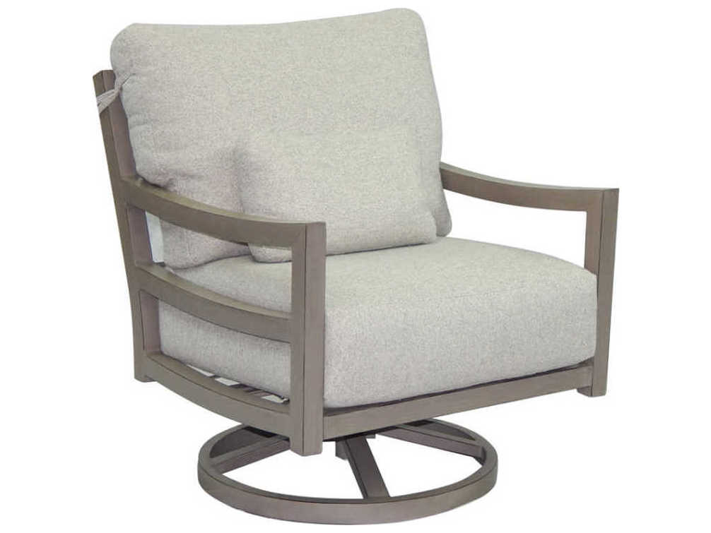 Castelle Roma Deep Seating Aluminum Swivel Rocker Patio Lounge Chair with One Kidney Pillow