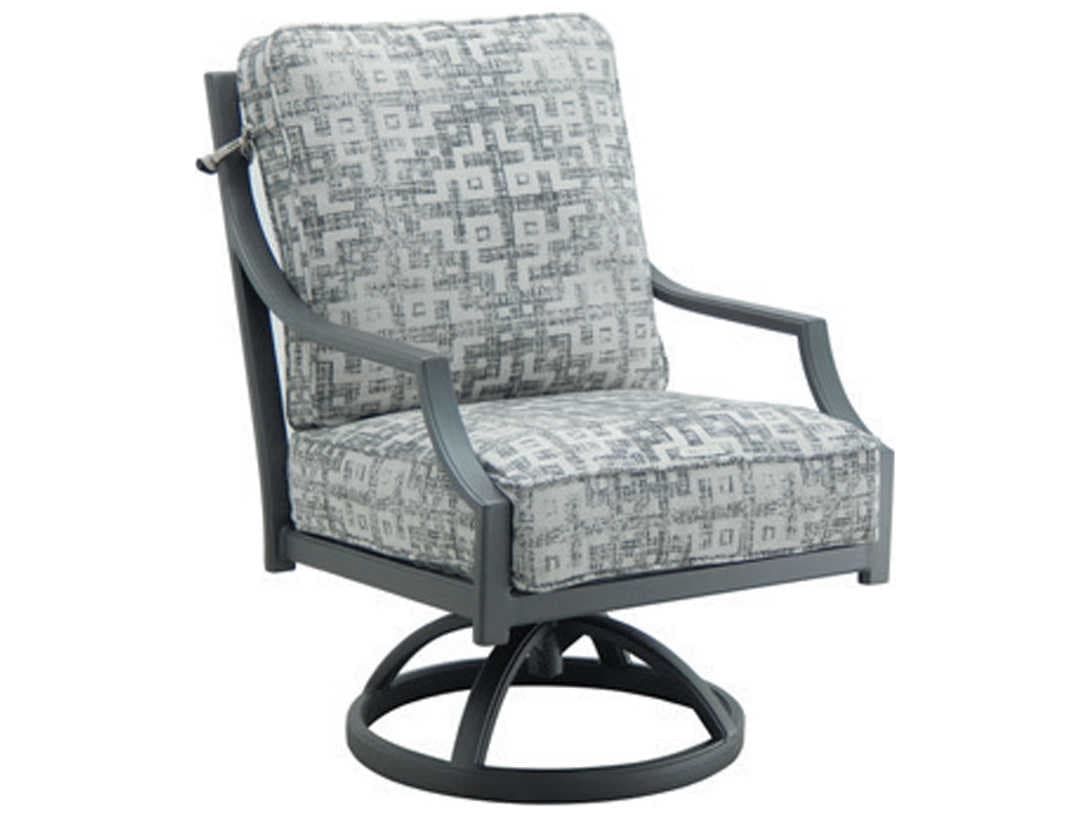 Castelle Lancaster Cushion Dining Aluminum Swivel Rocker Outdoor Patio Dining Arm Chair