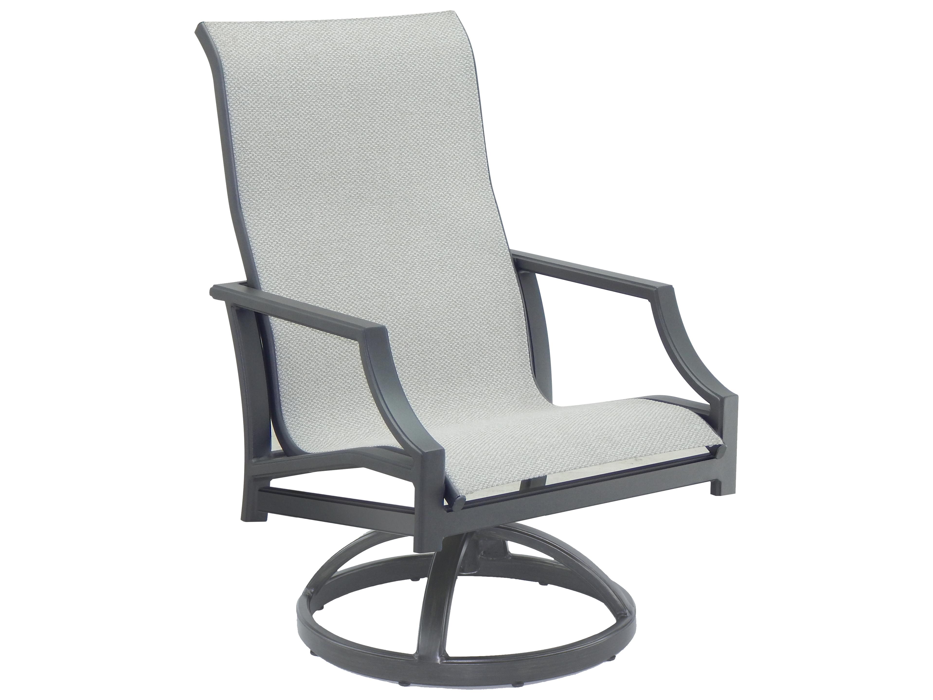 Castelle Lancaster Sling Dining Aluminum Swivel Rocker Outdoor Dining Arm Chair