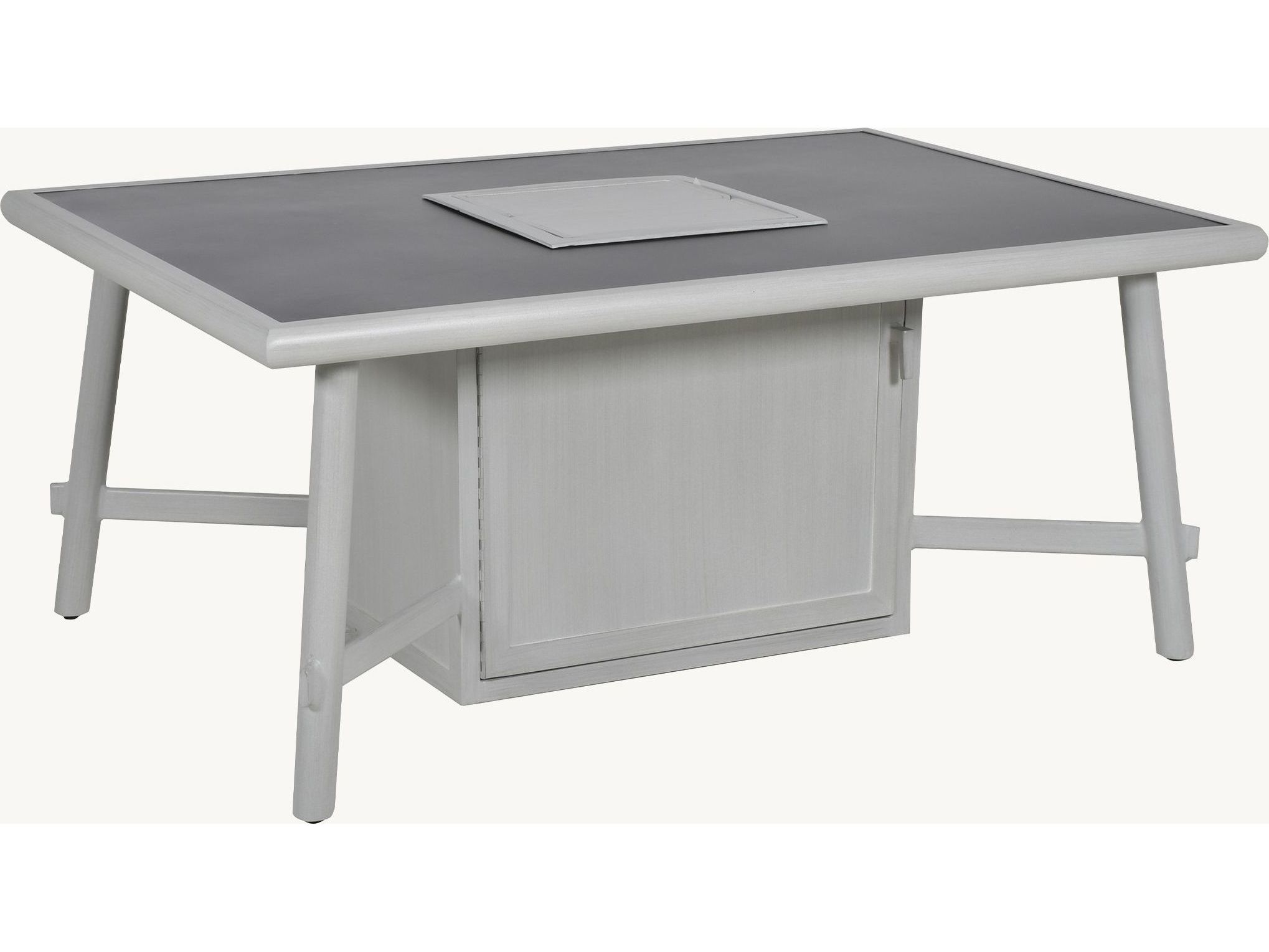 Castelle Barbados Aluminum Rectangular Coffee Patio Fire Pit Table