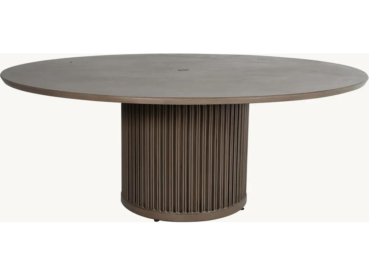 Castelle Samara Aluminum 72" Round Dining Table with Umbrella Hole